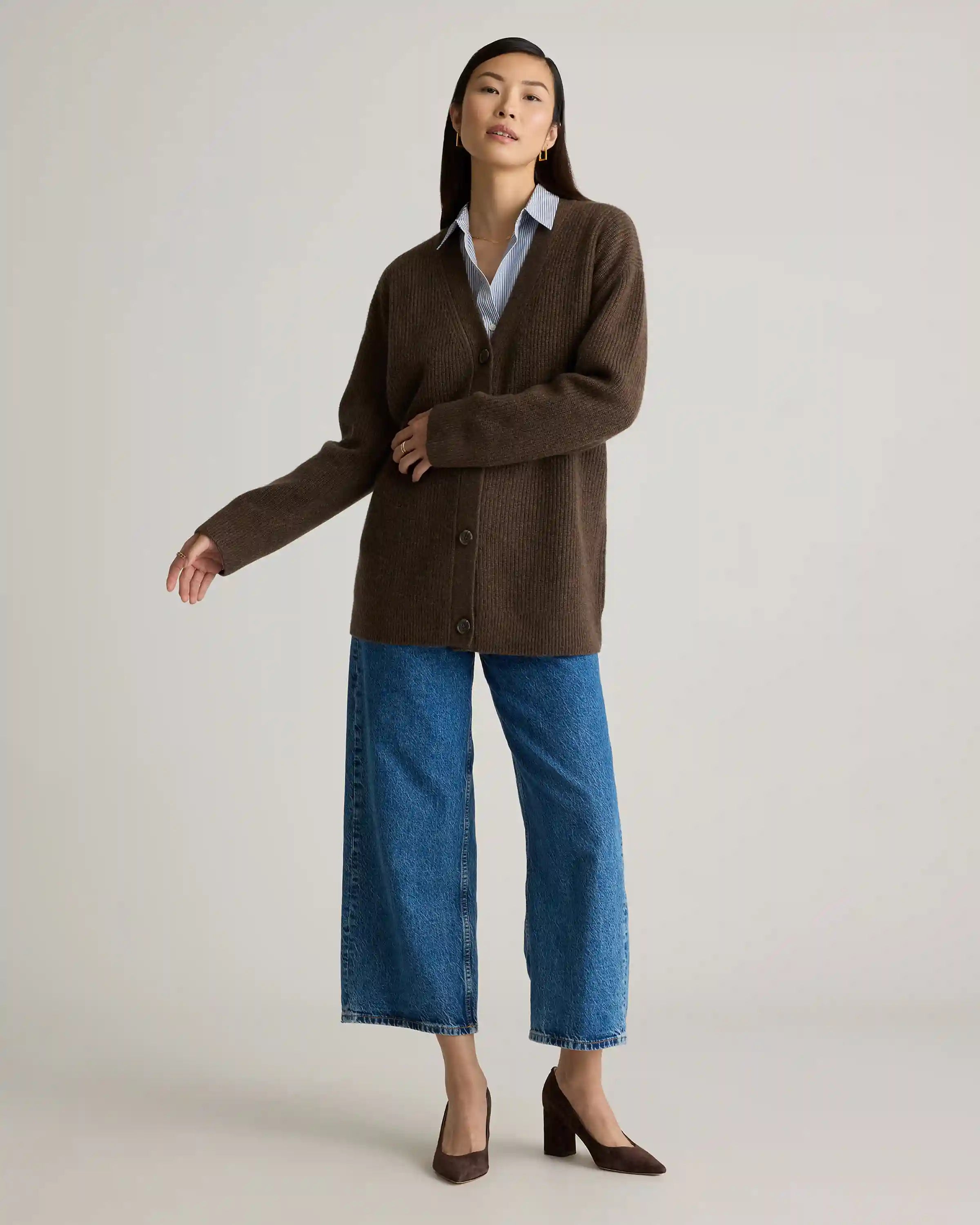 Mongolian Cashmere Oversized Boyfriend Cardigan Sweater