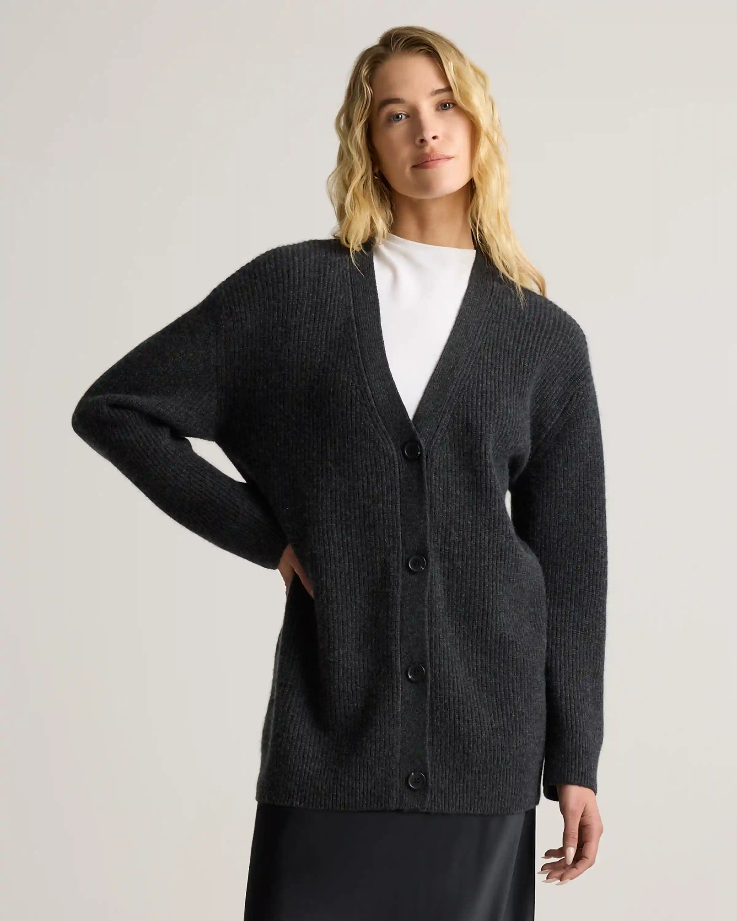 Mongolian Cashmere Oversized Boyfriend Cardigan Sweater