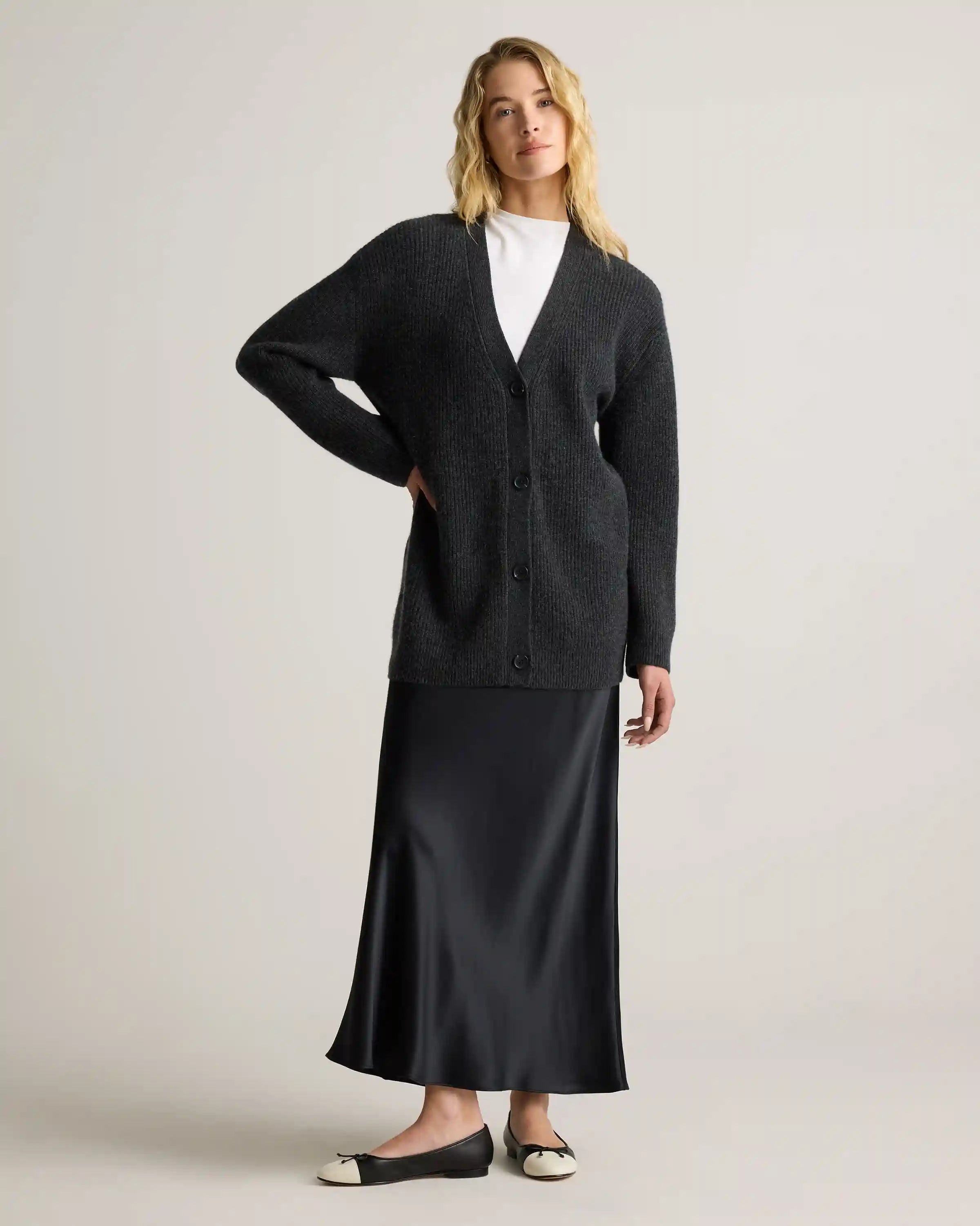 Mongolian Cashmere Oversized Boyfriend Cardigan Sweater