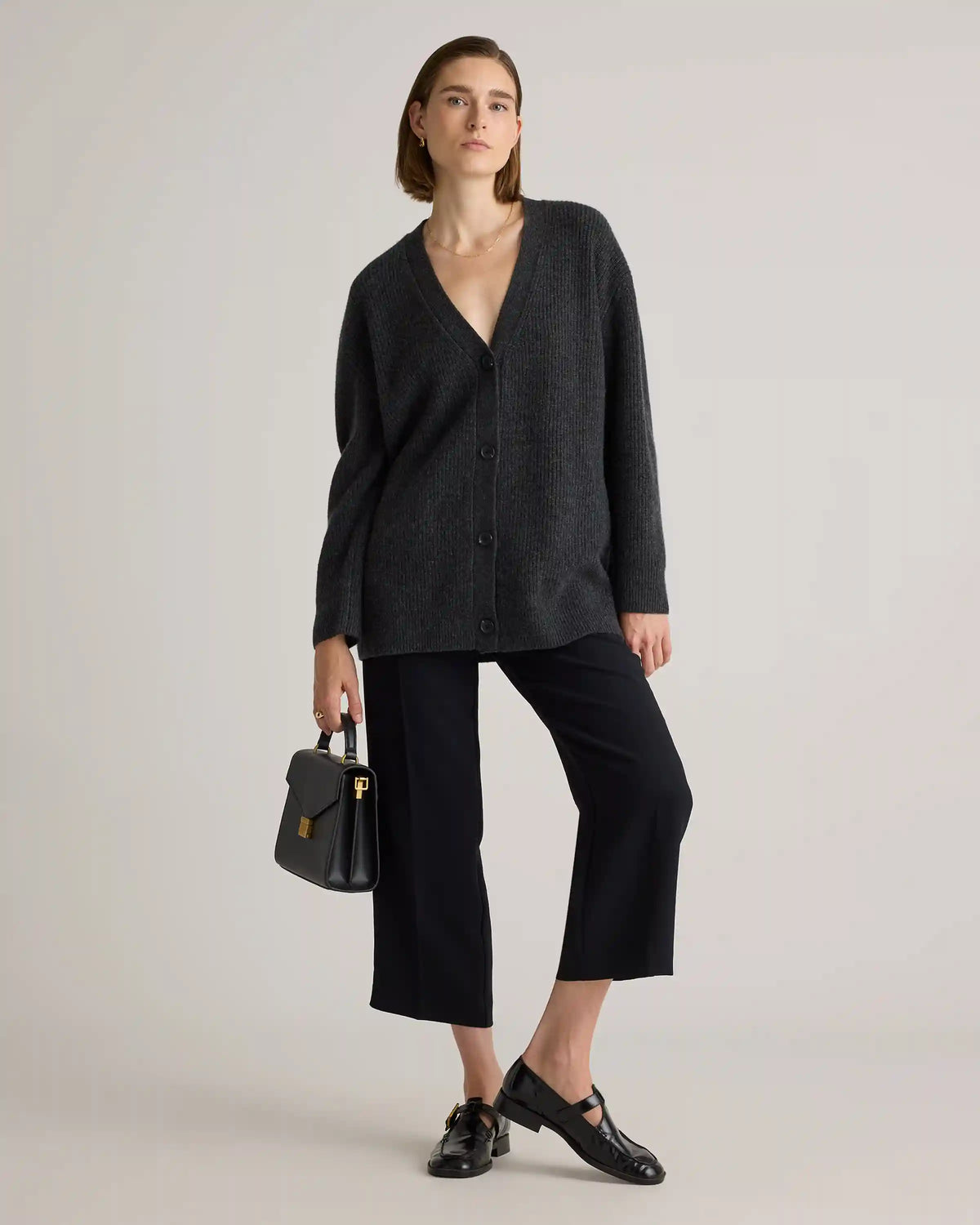 Mongolian Spring Cashmere Oversized Boyfriend Cardigan Sweater