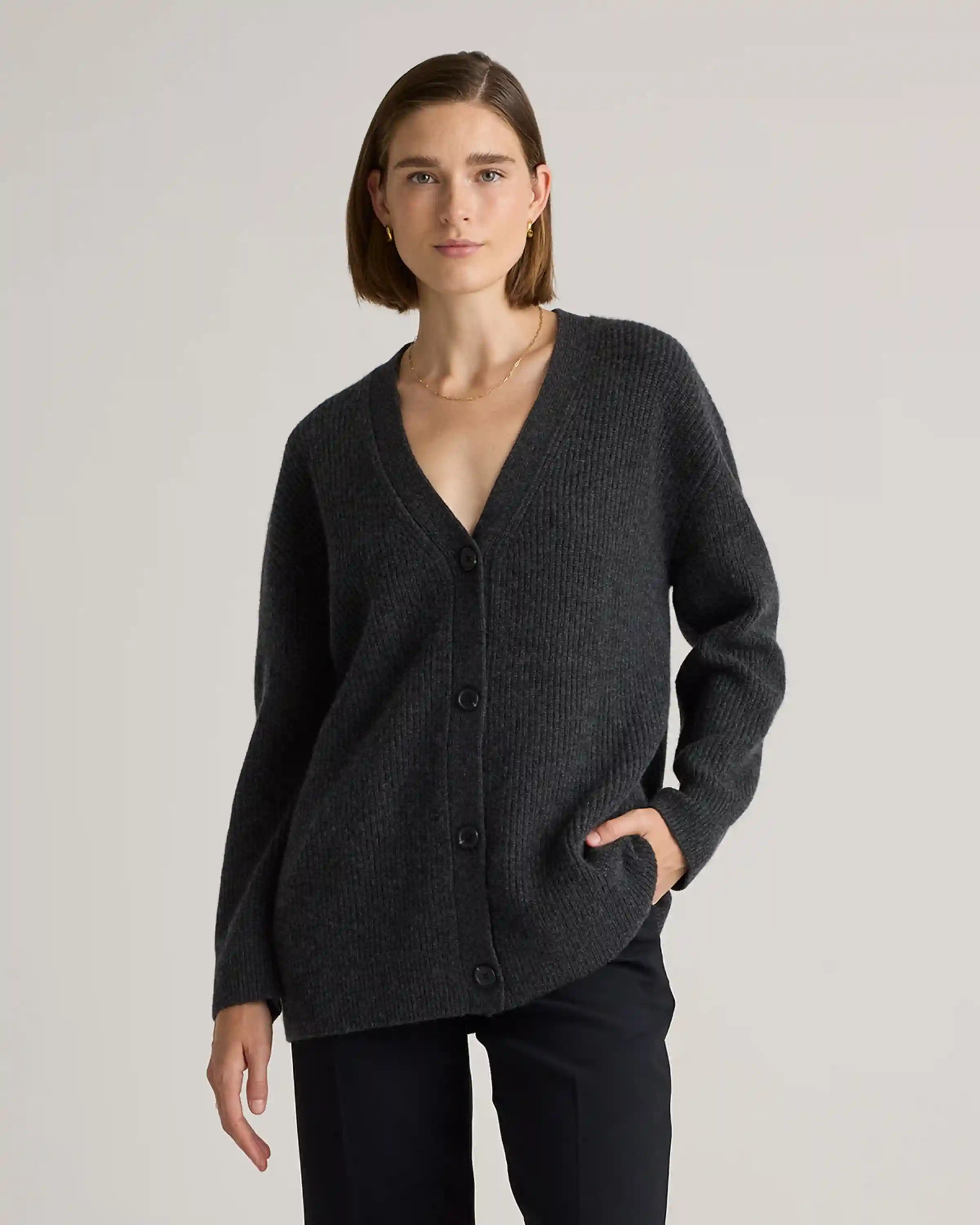 Mongolian Spring Cashmere Oversized Boyfriend Cardigan Sweater