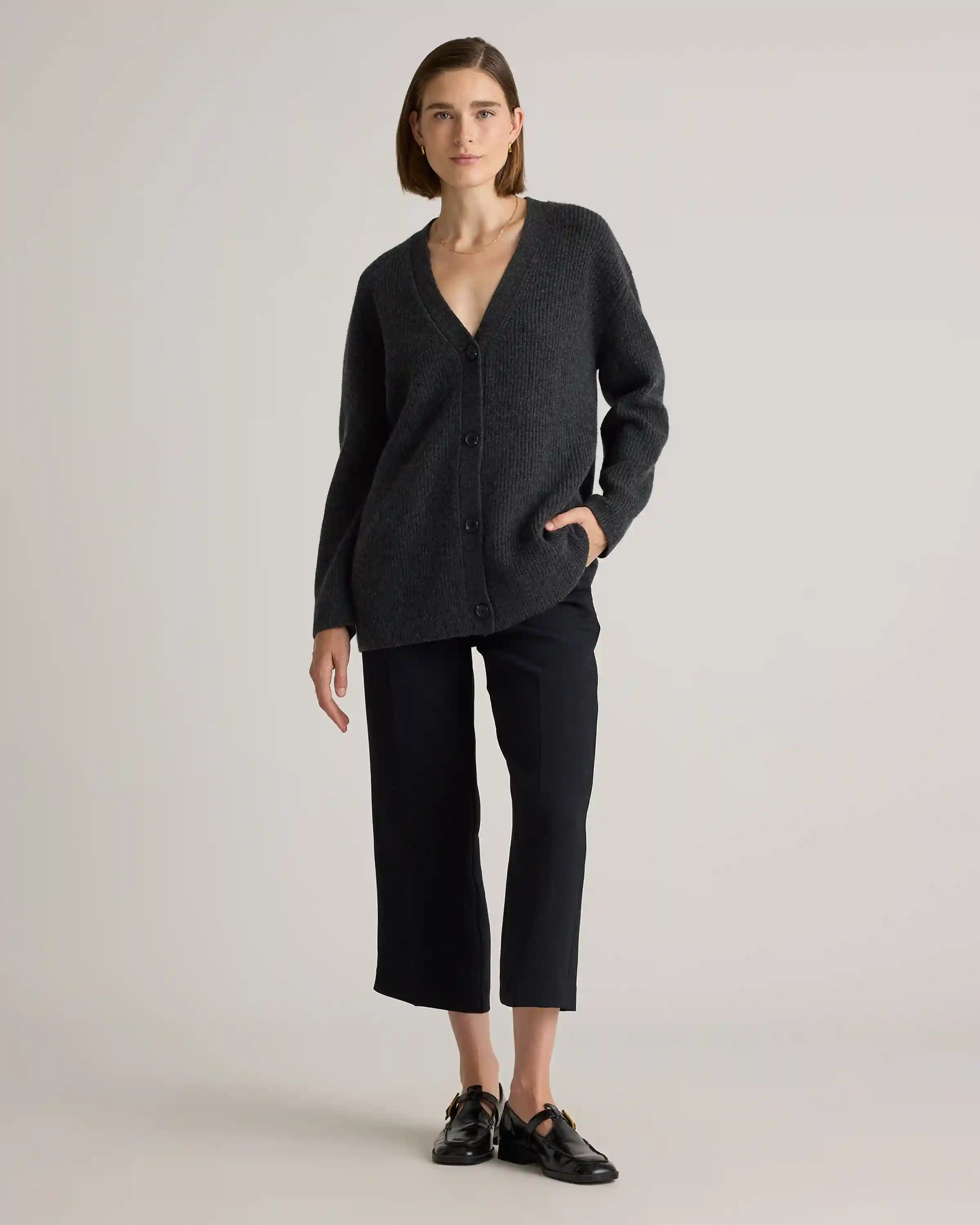 Mongolian Spring Cashmere Oversized Boyfriend Cardigan Sweater