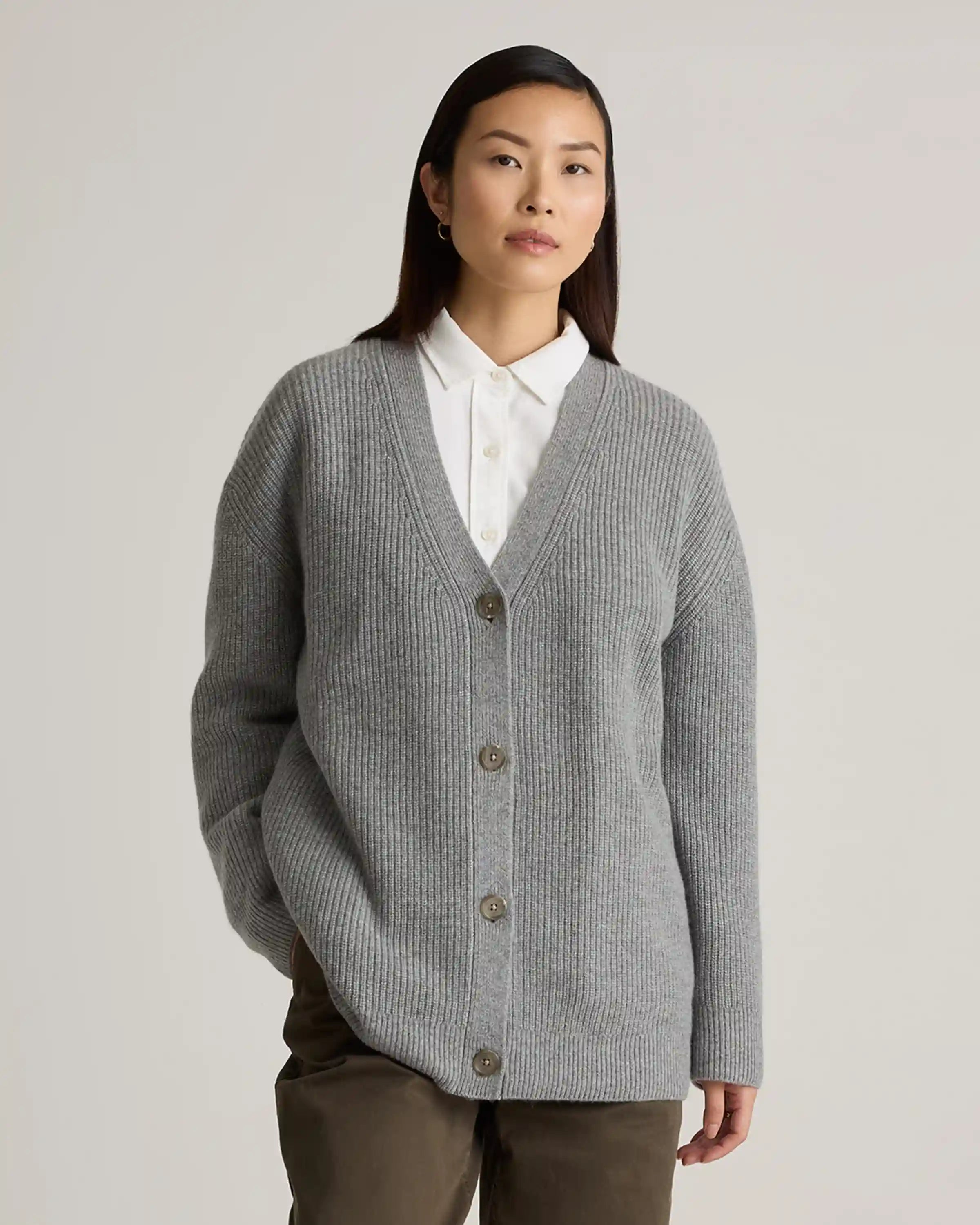 Mongolian Cashmere Oversized Boyfriend Cardigan Sweater