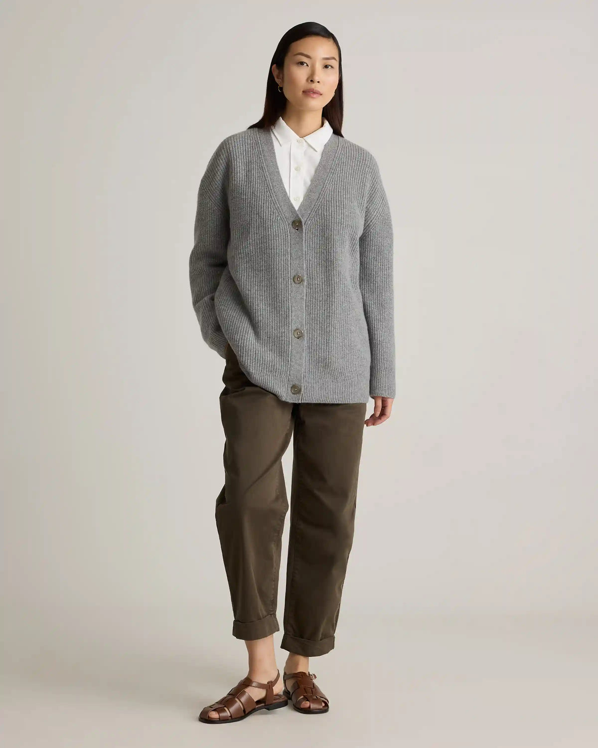 Mongolian Cashmere Oversized Boyfriend Cardigan Sweater