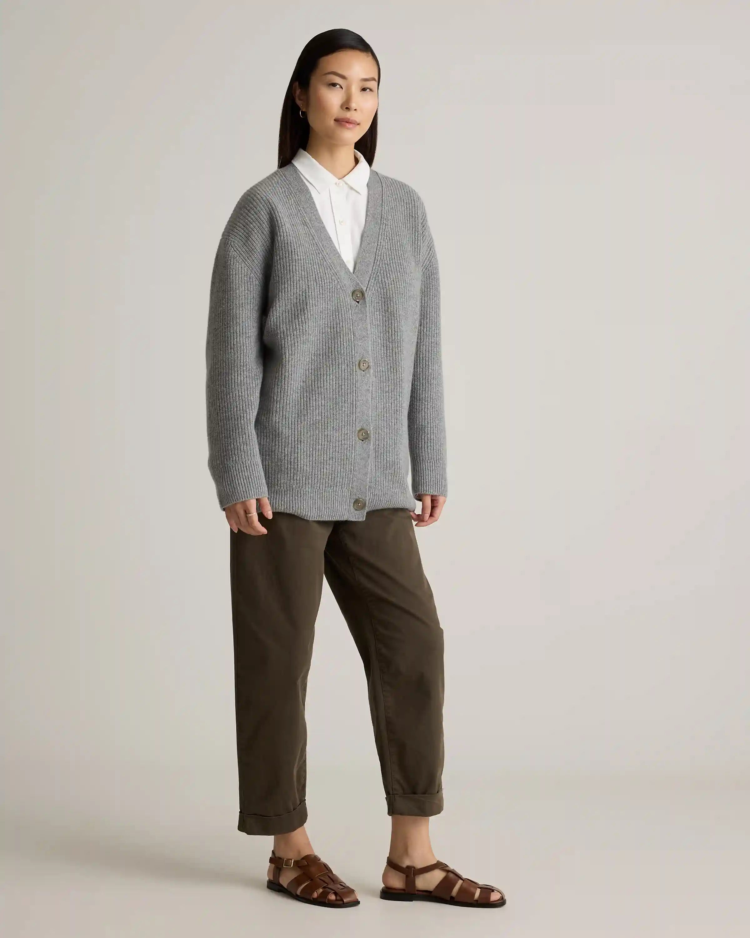 Mongolian Cashmere Oversized Boyfriend Cardigan Sweater