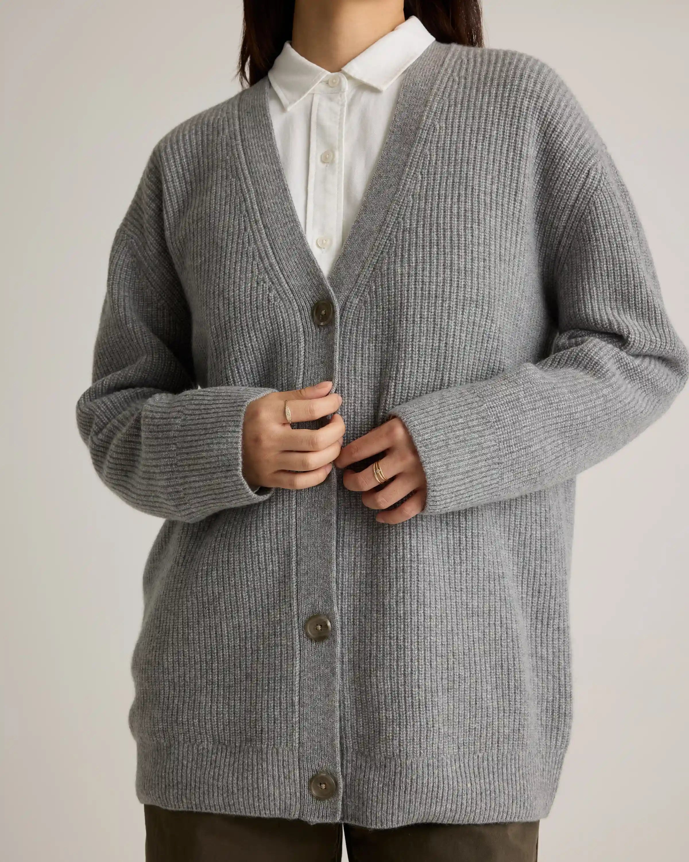 Mongolian Cashmere Oversized Boyfriend Cardigan Sweater