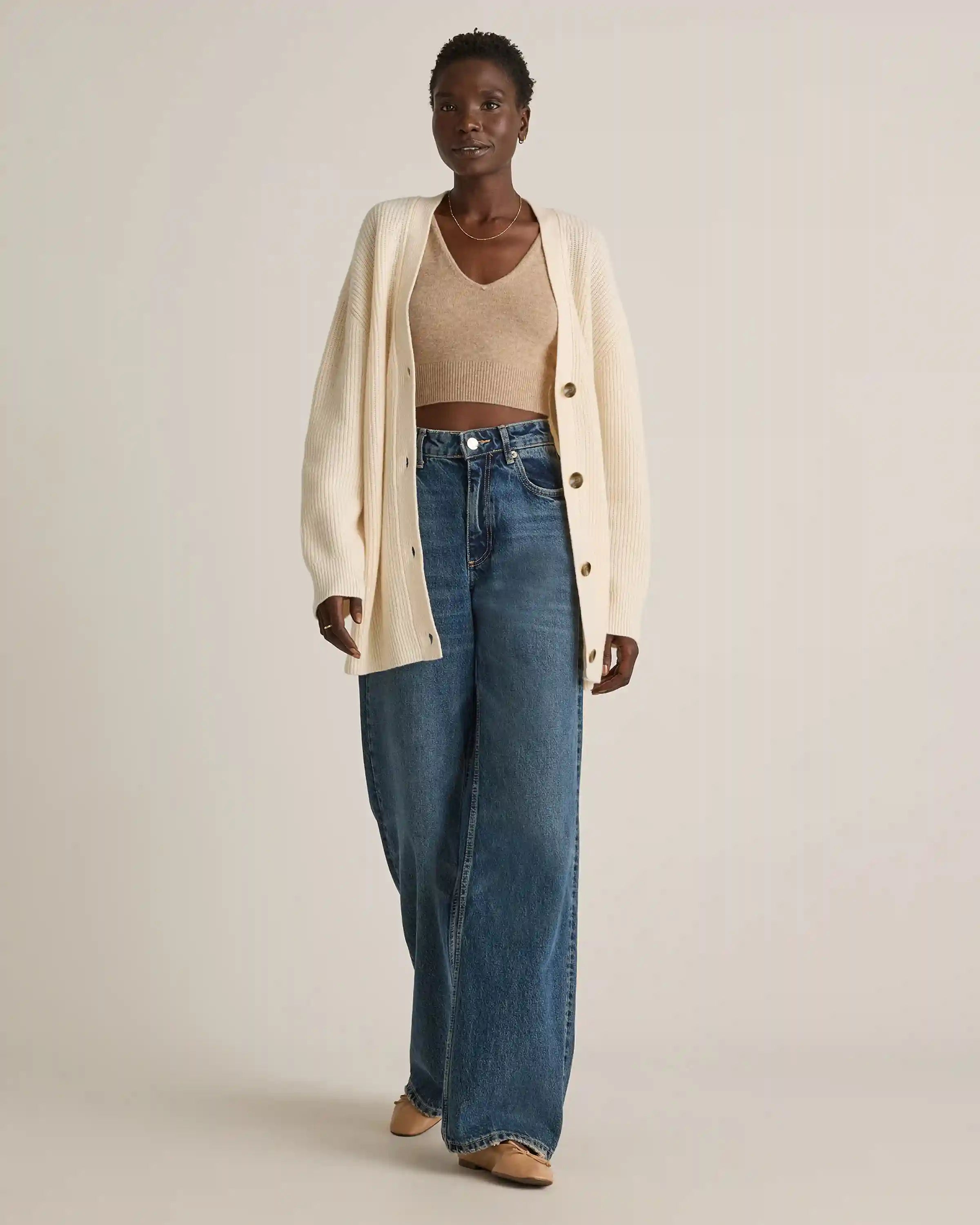 Mongolian Cashmere Oversized Boyfriend Cardigan Sweater