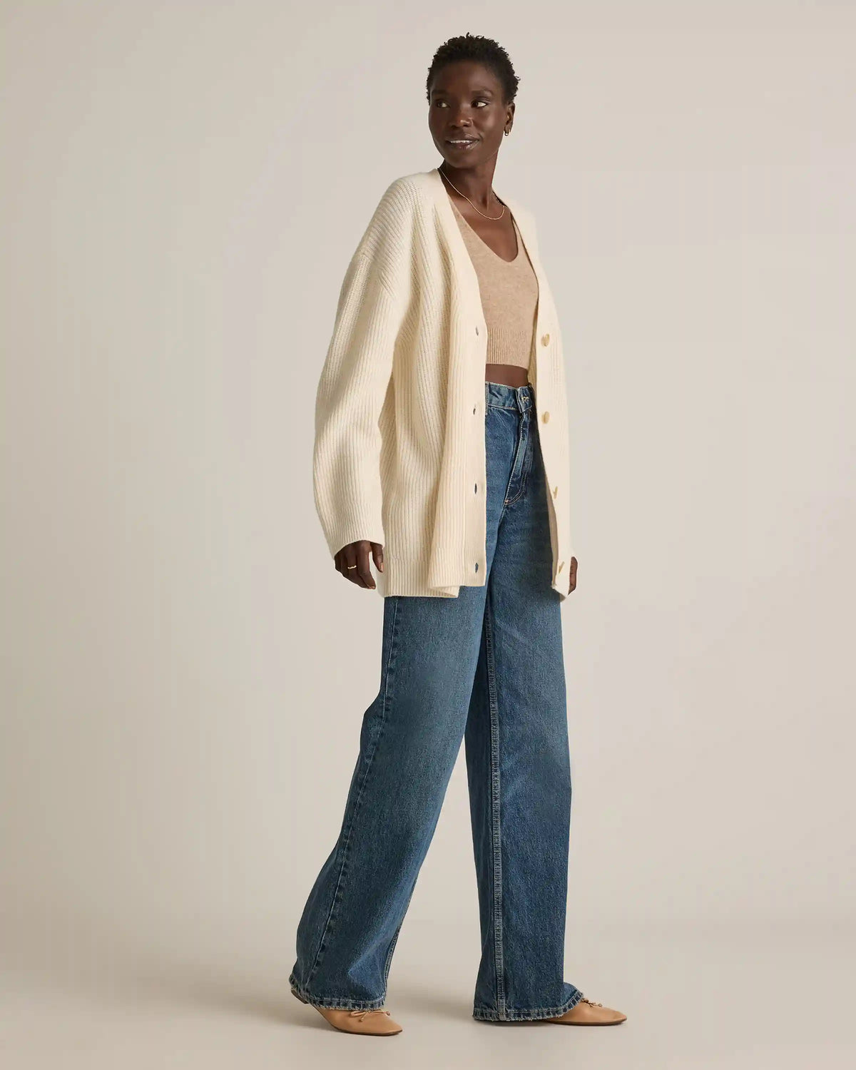 Mongolian Cashmere Oversized Boyfriend Cardigan Sweater