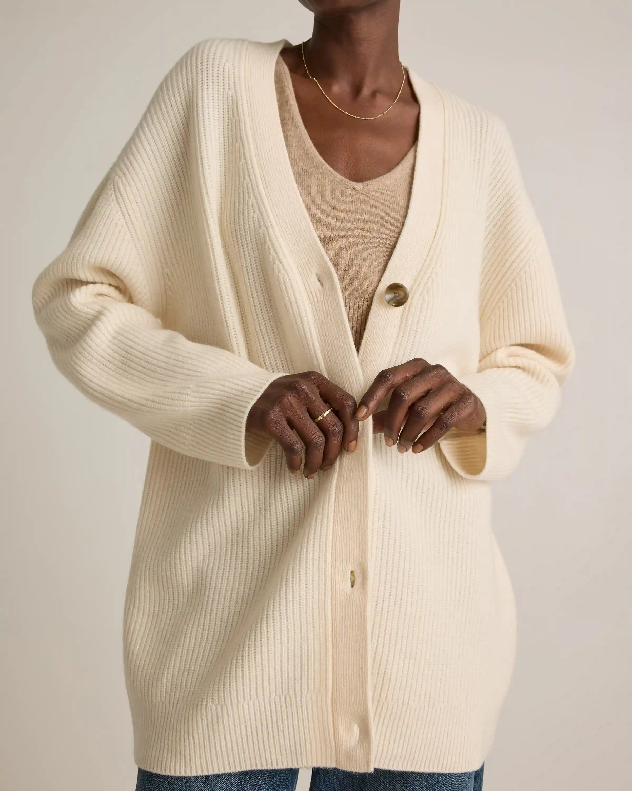 Mongolian Cashmere Oversized Boyfriend Cardigan Sweater