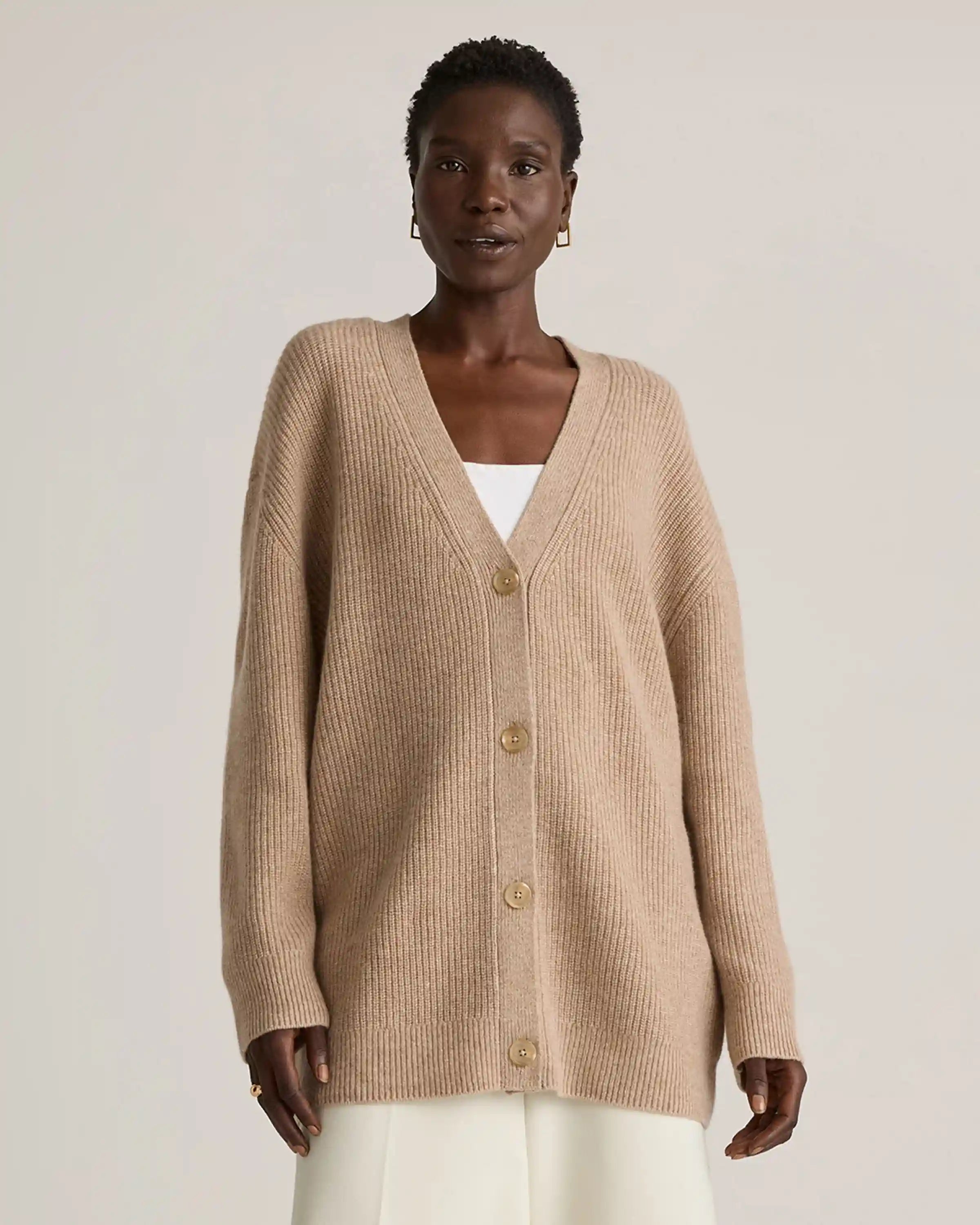 Mongolian Cashmere Oversized Boyfriend Cardigan Sweater