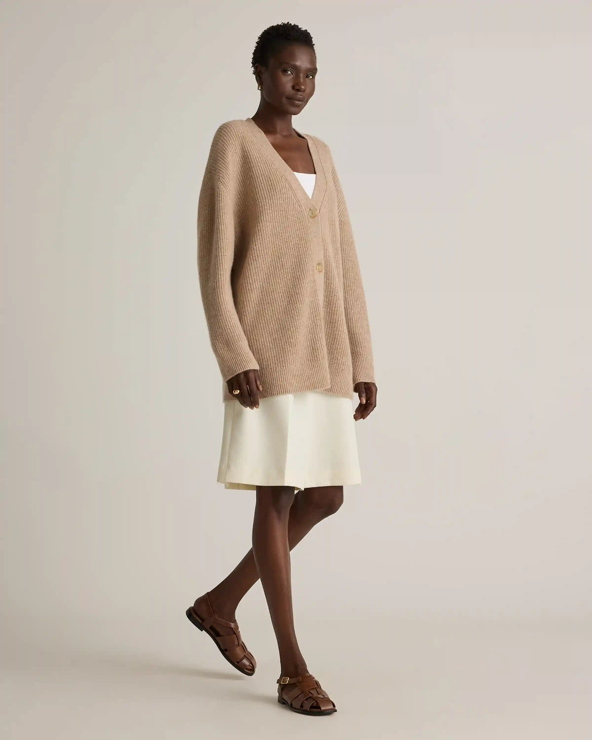 Mongolian Cashmere Oversized Boyfriend Cardigan Sweater