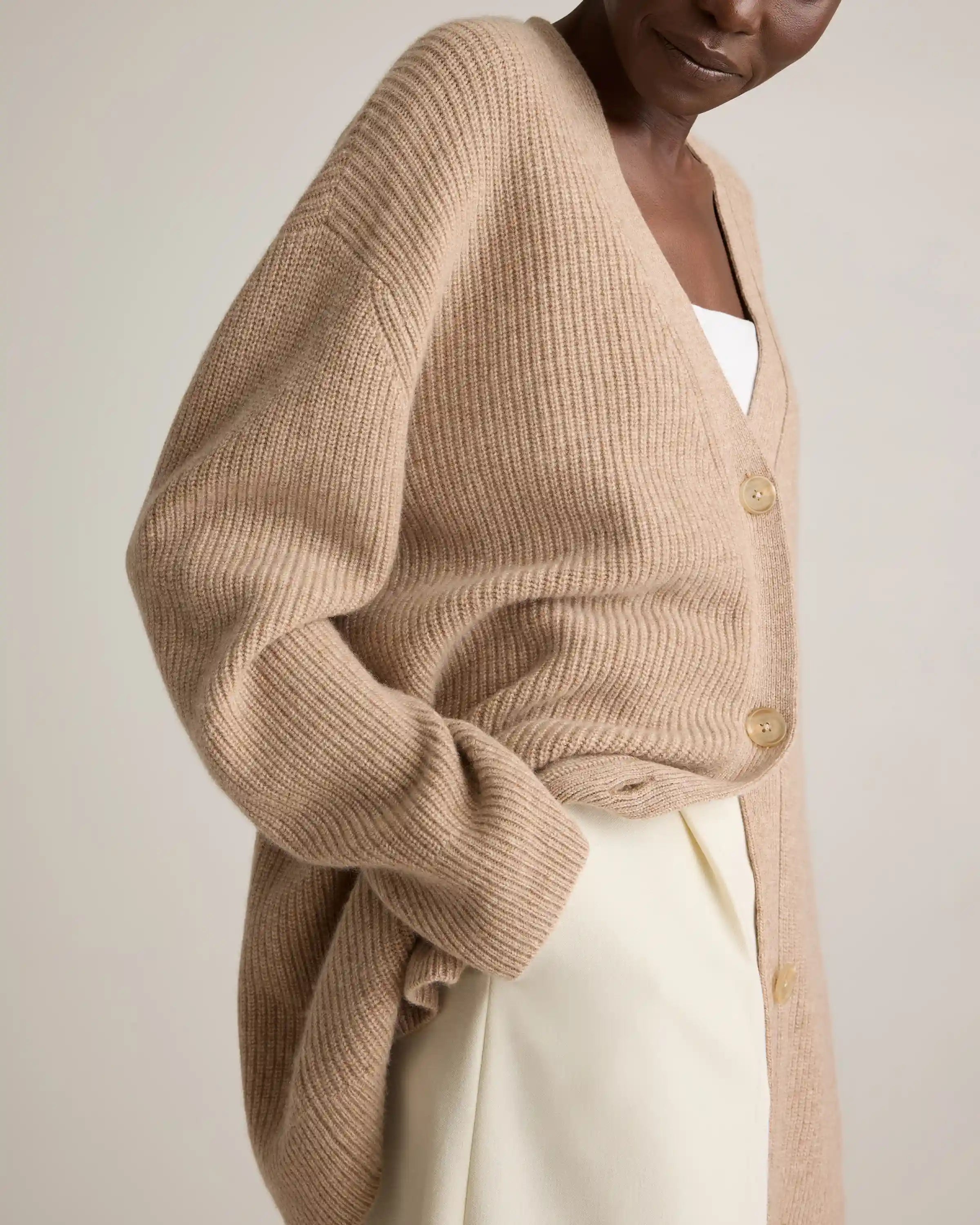 Mongolian Cashmere Oversized Boyfriend Cardigan Sweater