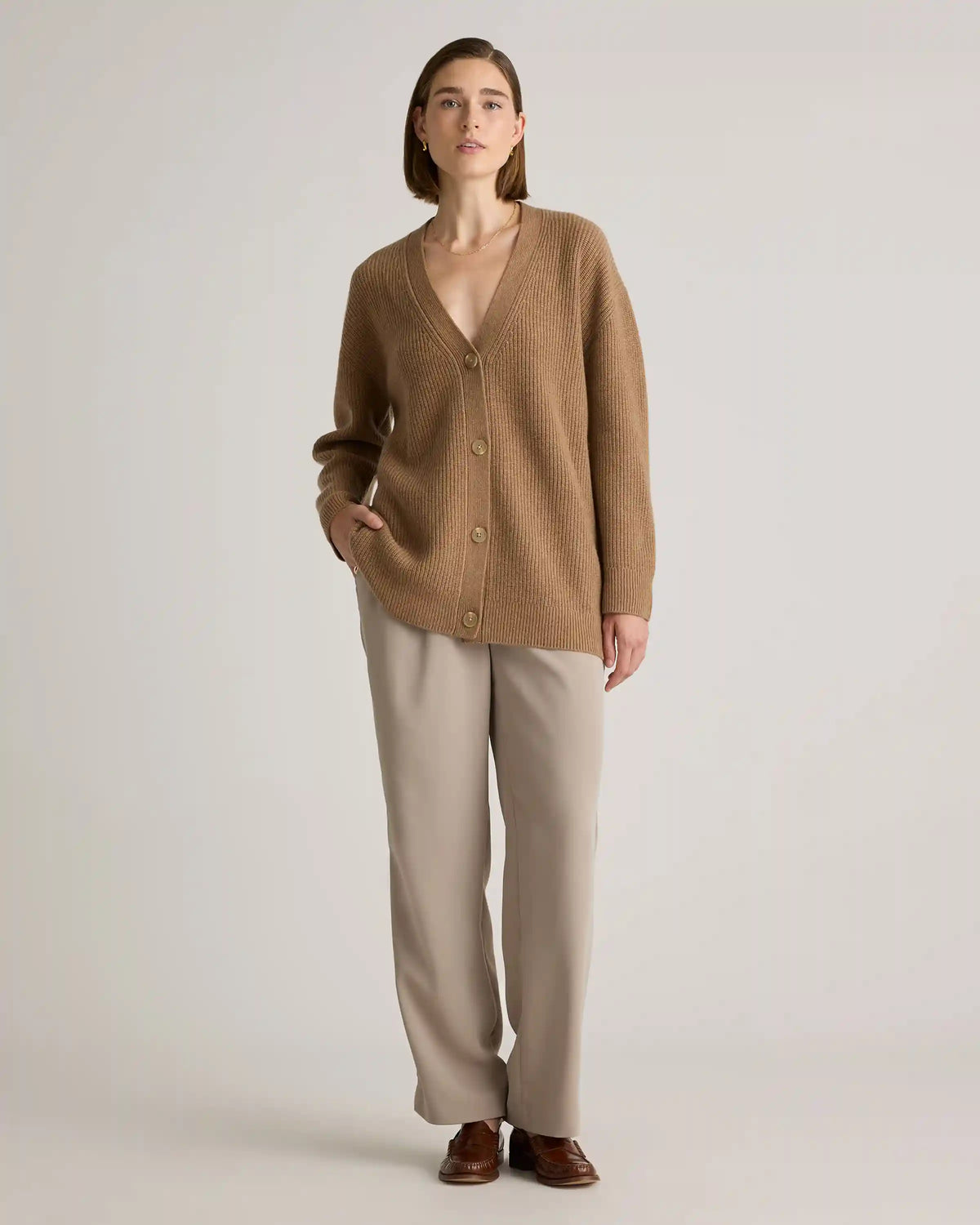 Mongolian Cashmere Oversized Boyfriend Cardigan Sweater