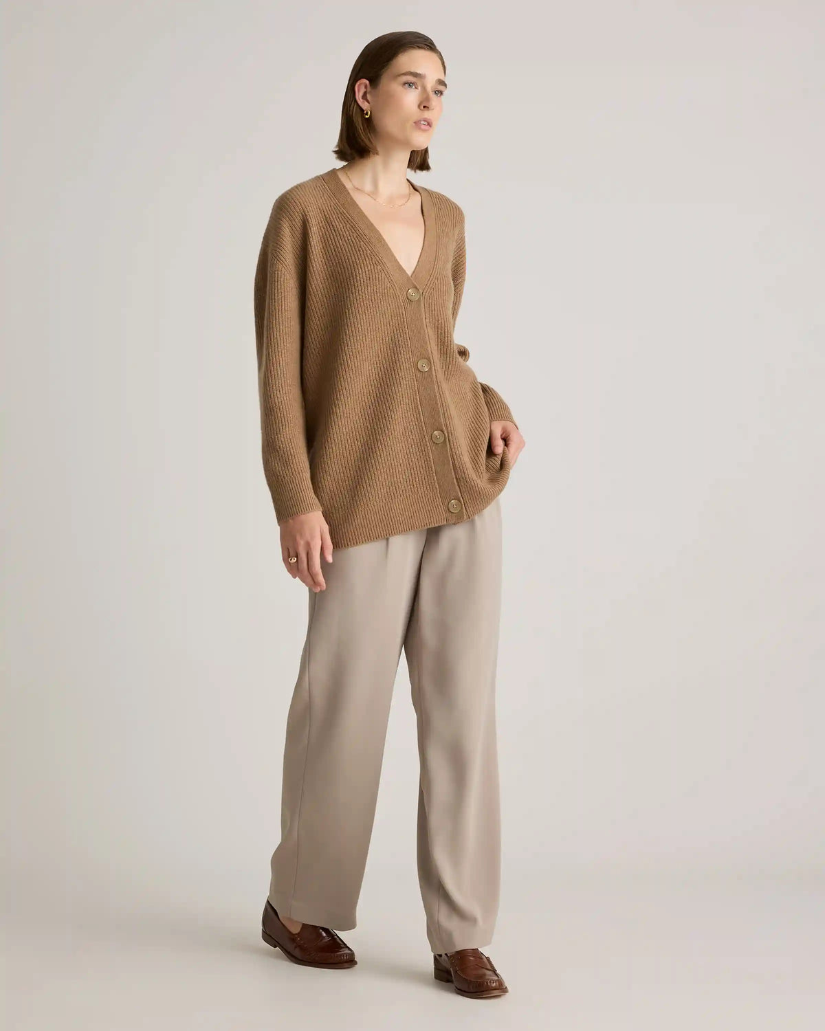 Mongolian Cashmere Oversized Boyfriend Cardigan Sweater