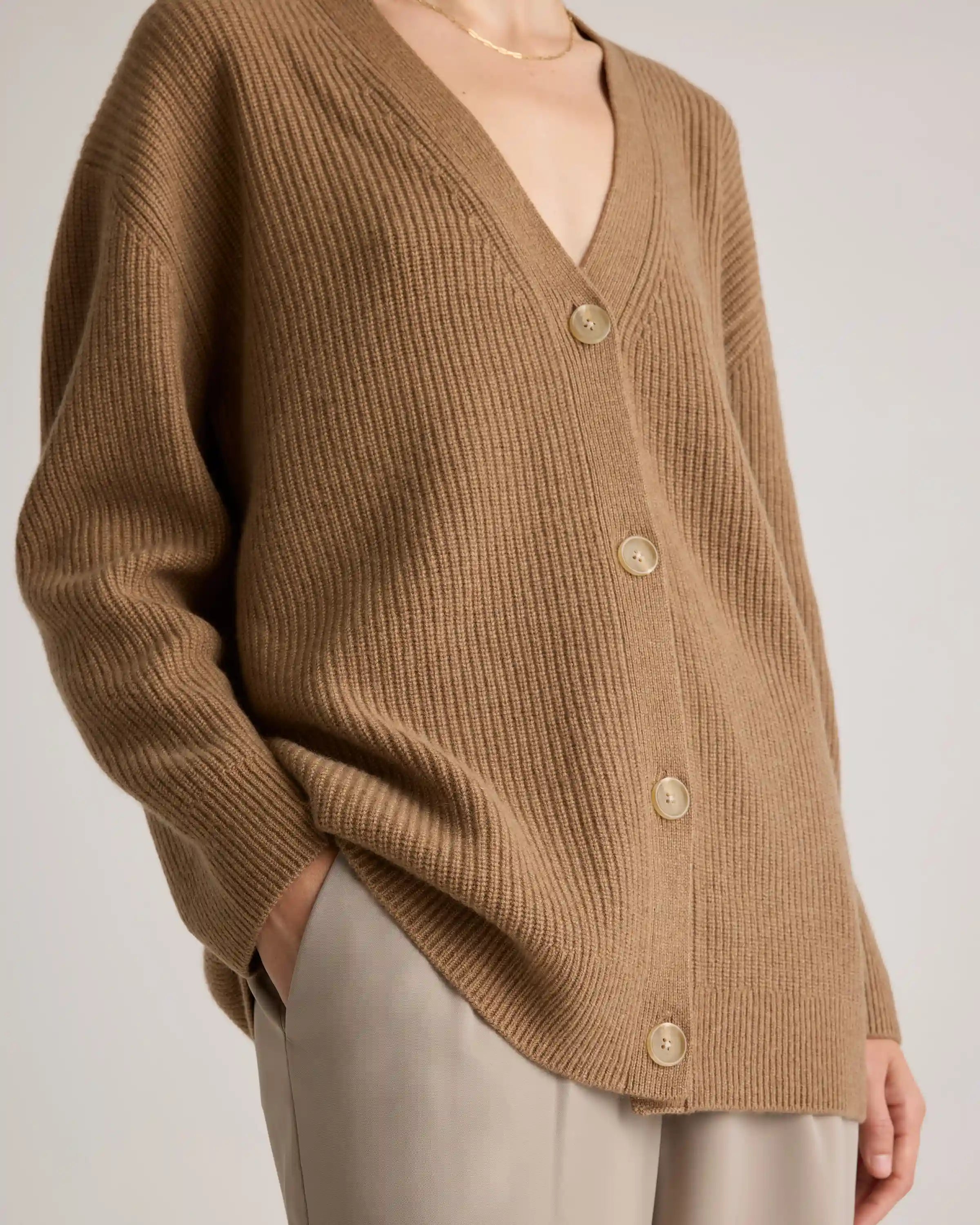 Mongolian Cashmere Oversized Boyfriend Cardigan Sweater