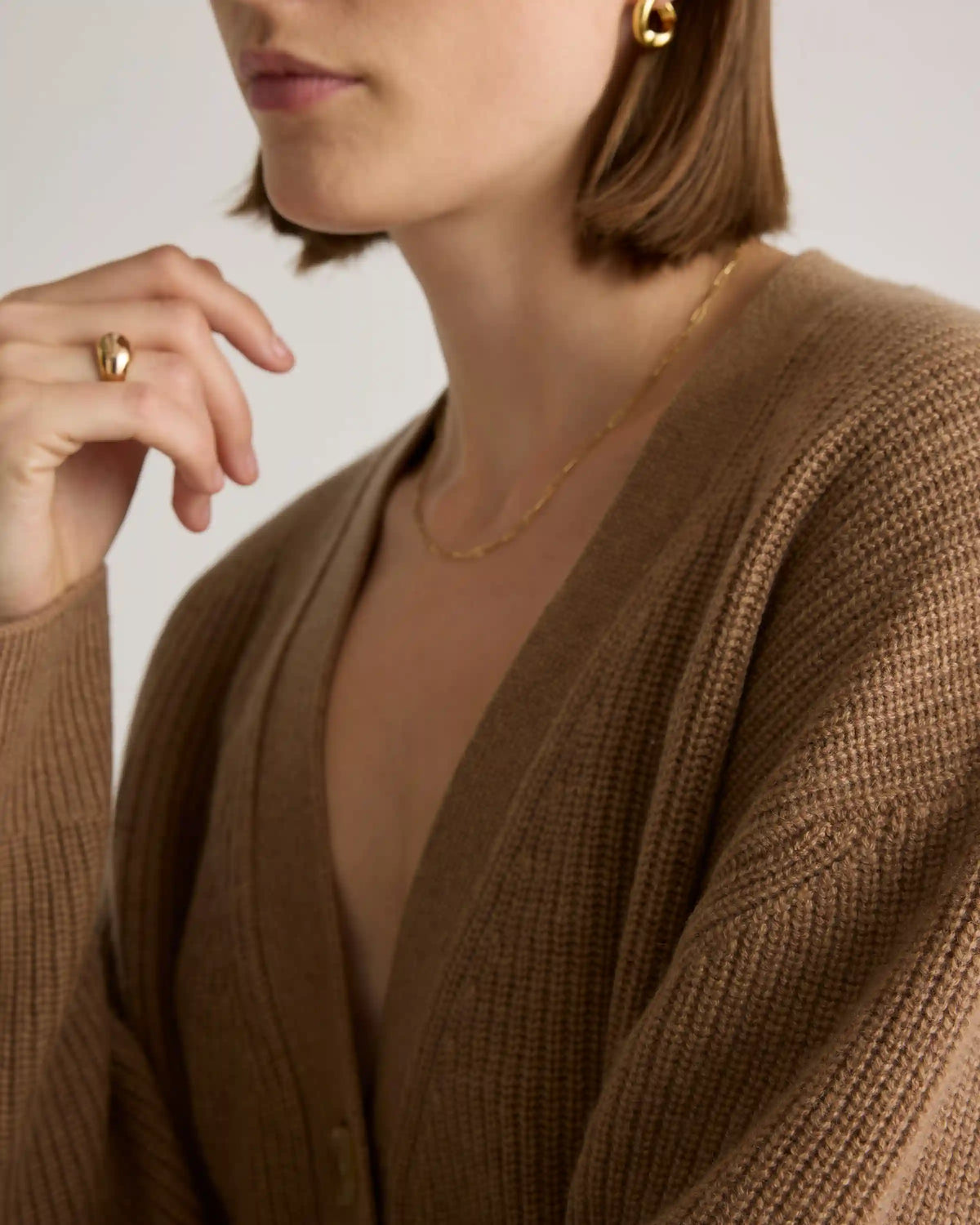 Mongolian Cashmere Oversized Boyfriend Cardigan Sweater