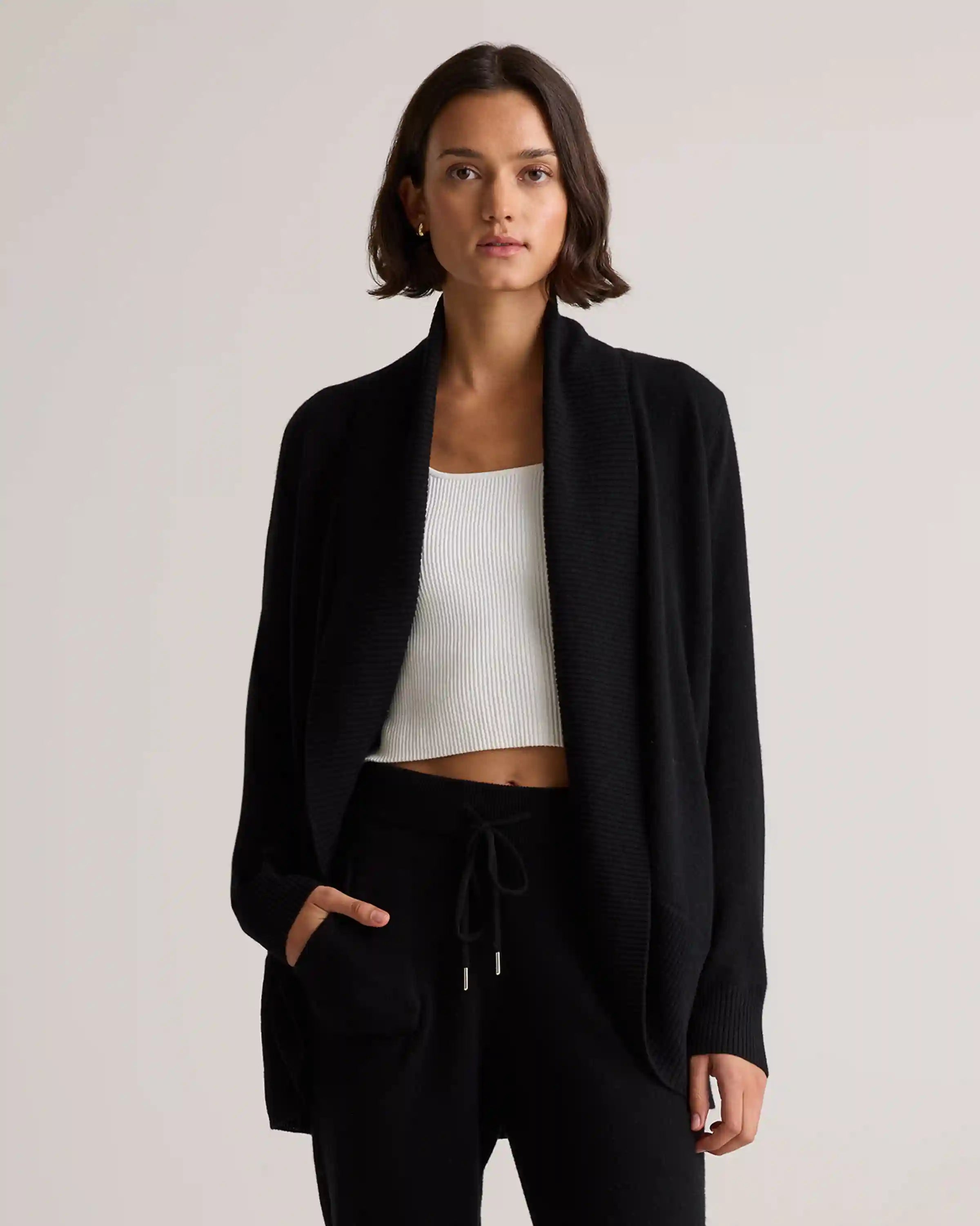 Mongolian Cashmere Open Cardigan Sweater