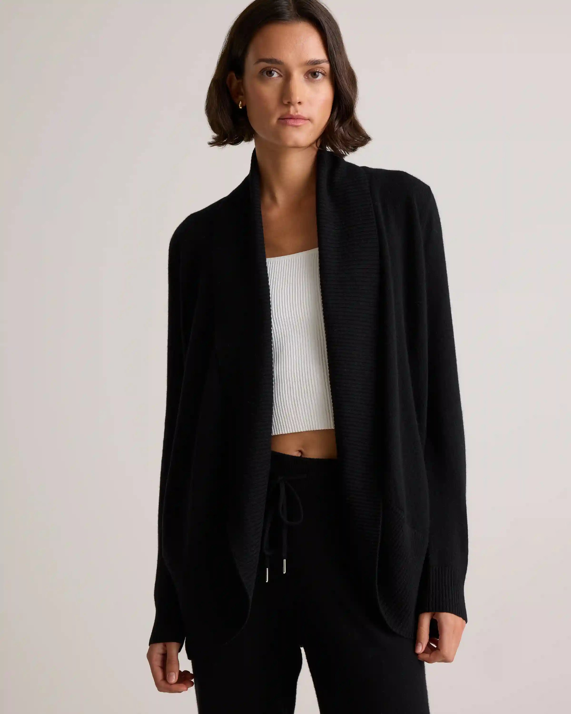 Mongolian Cashmere Open Cardigan Sweater