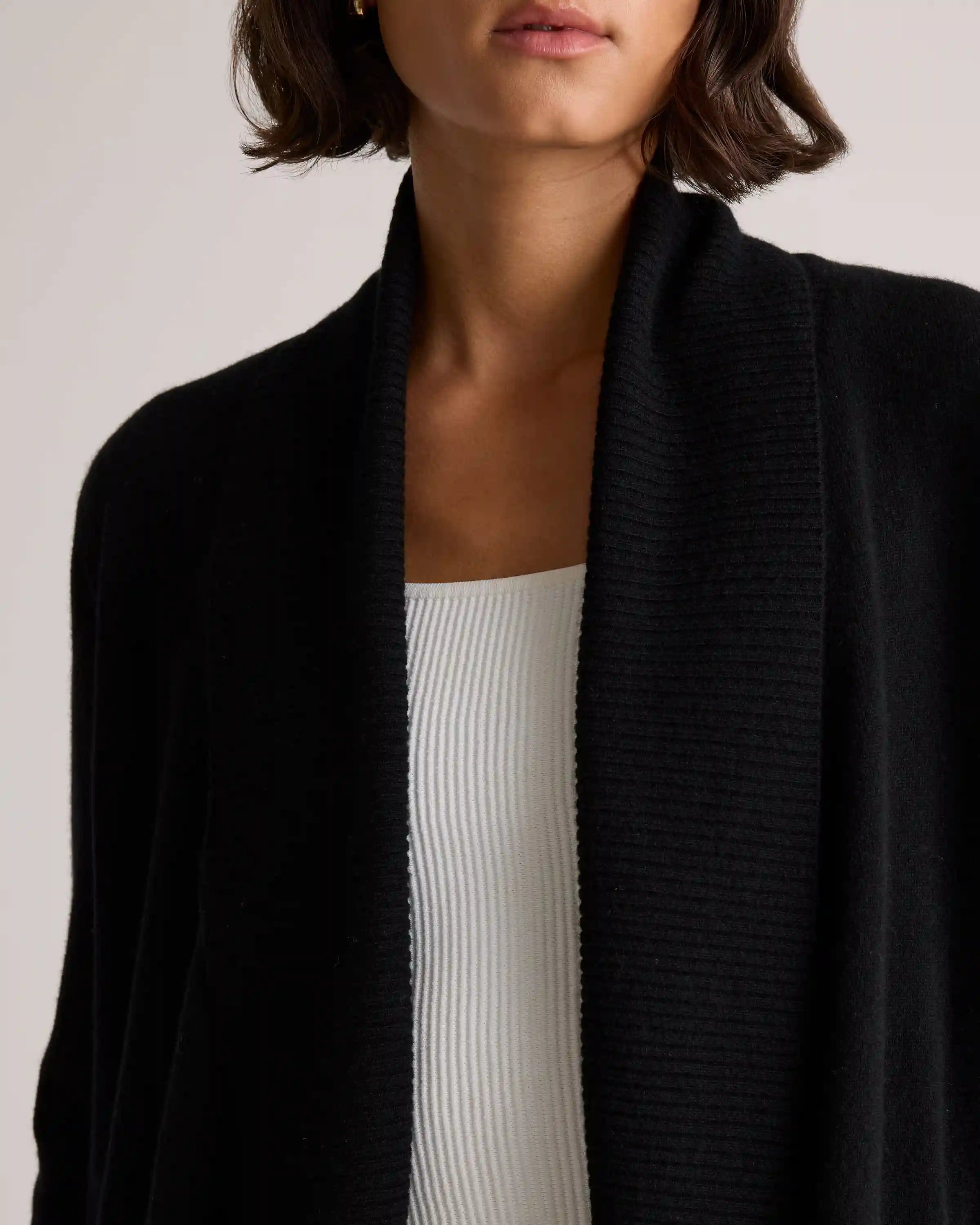 Mongolian Cashmere Open Cardigan Sweater