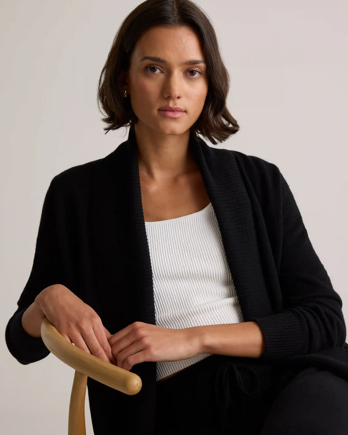 Mongolian Cashmere Open Cardigan Sweater