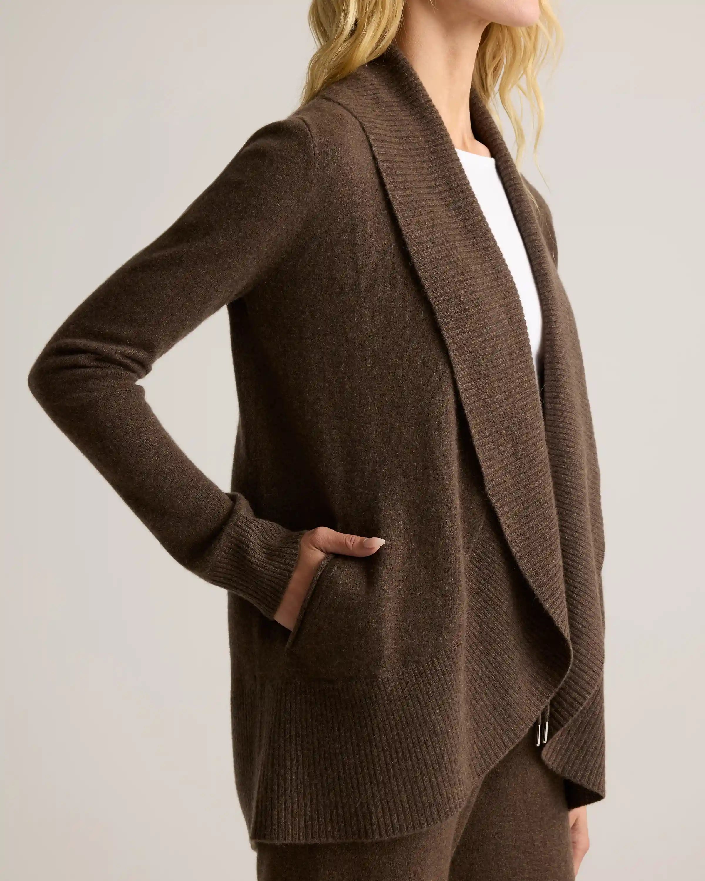 Mongolian Cashmere Open Cardigan Sweater
