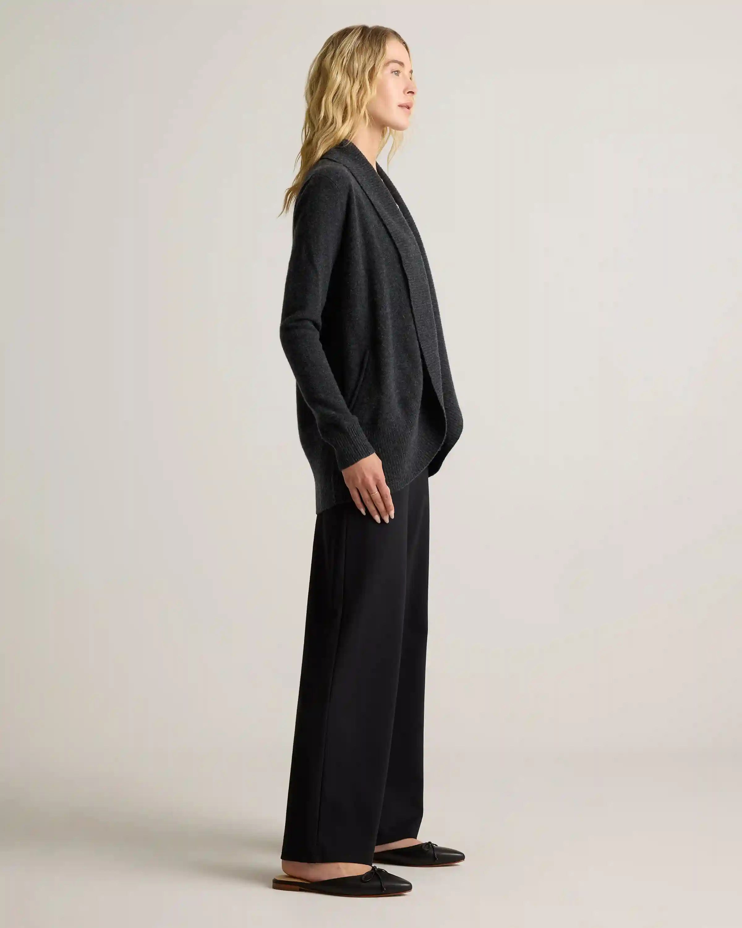 Mongolian Cashmere Open Cardigan Sweater