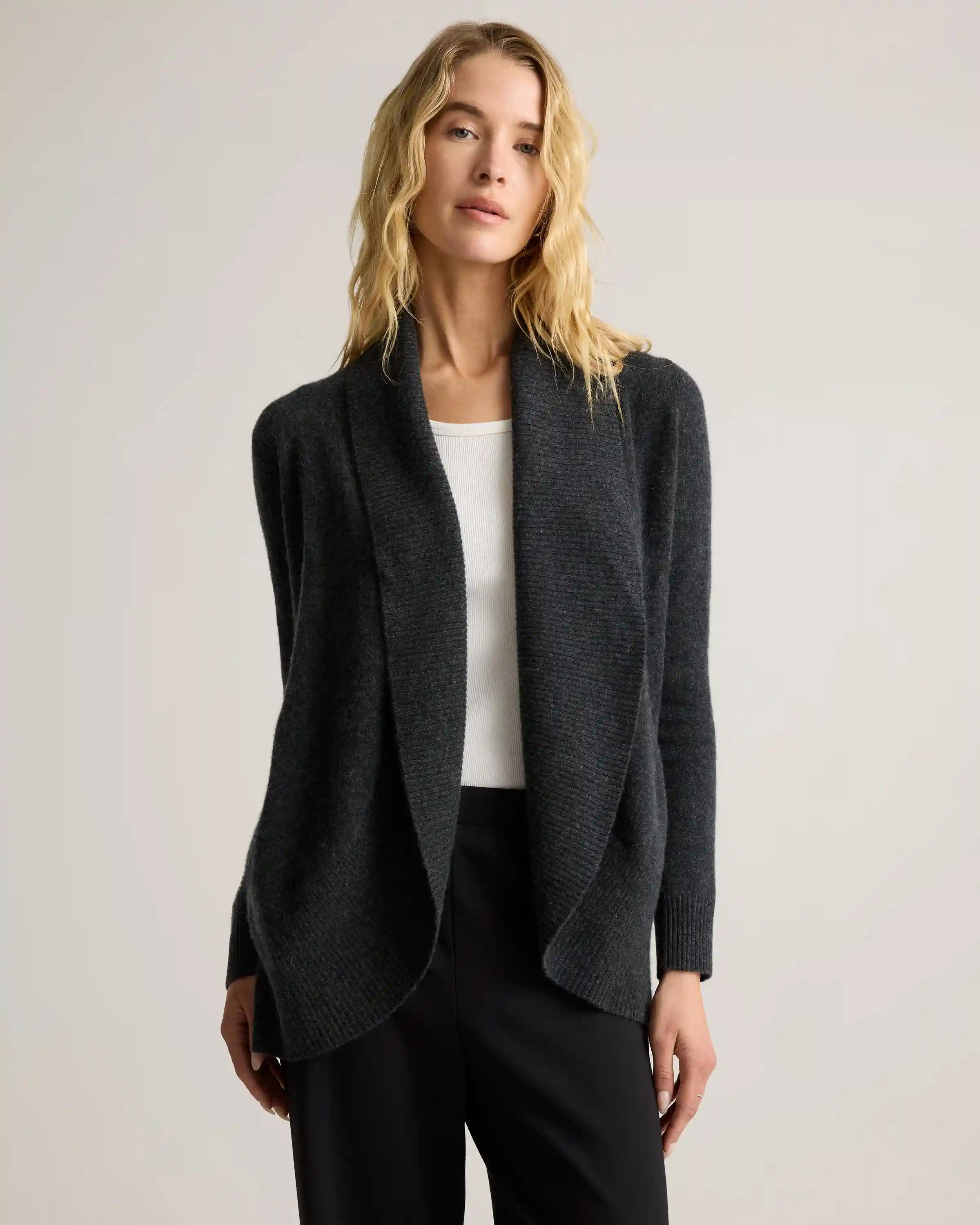 Mongolian Cashmere Open Cardigan Sweater