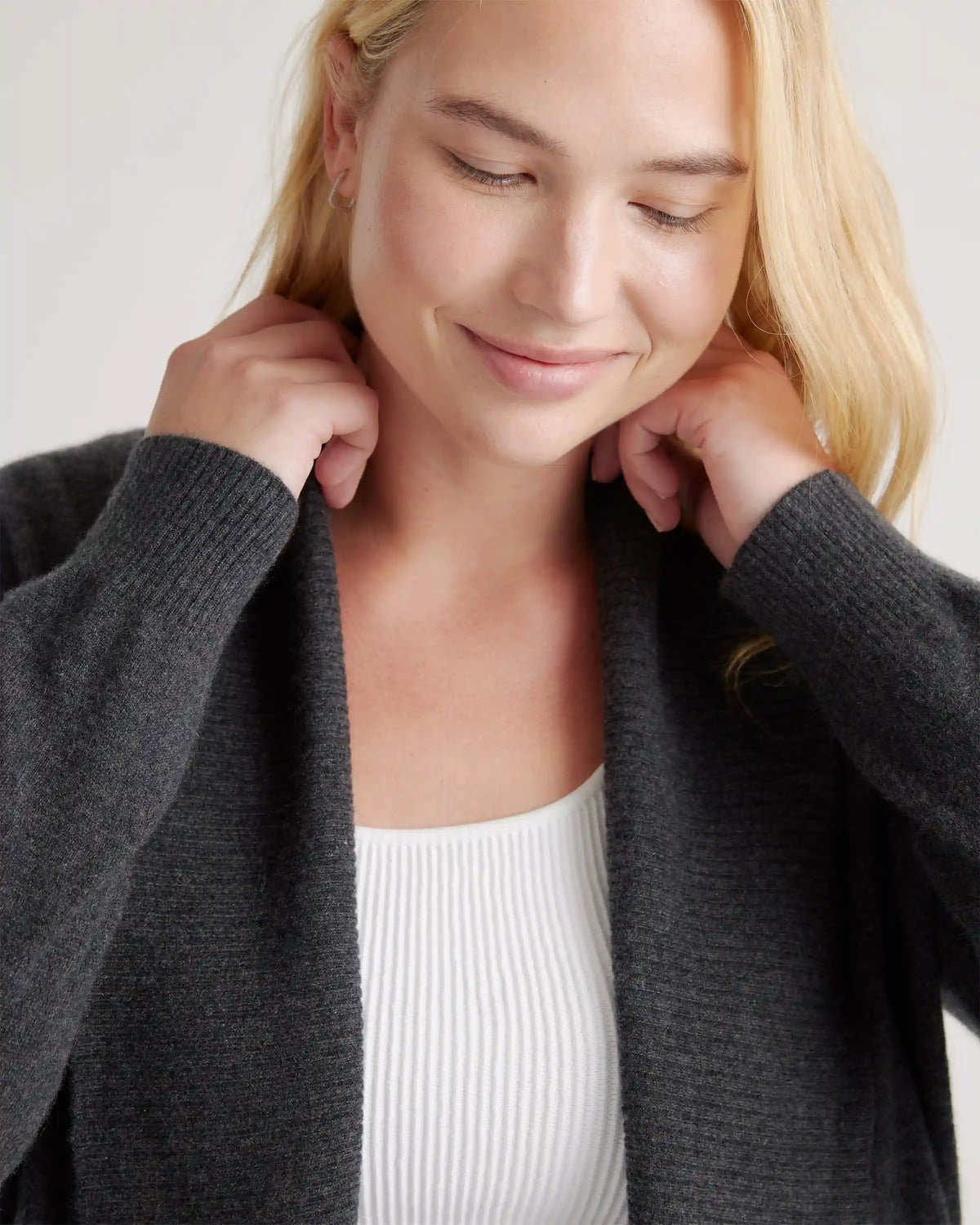 Mongolian Cashmere Open Cardigan Sweater