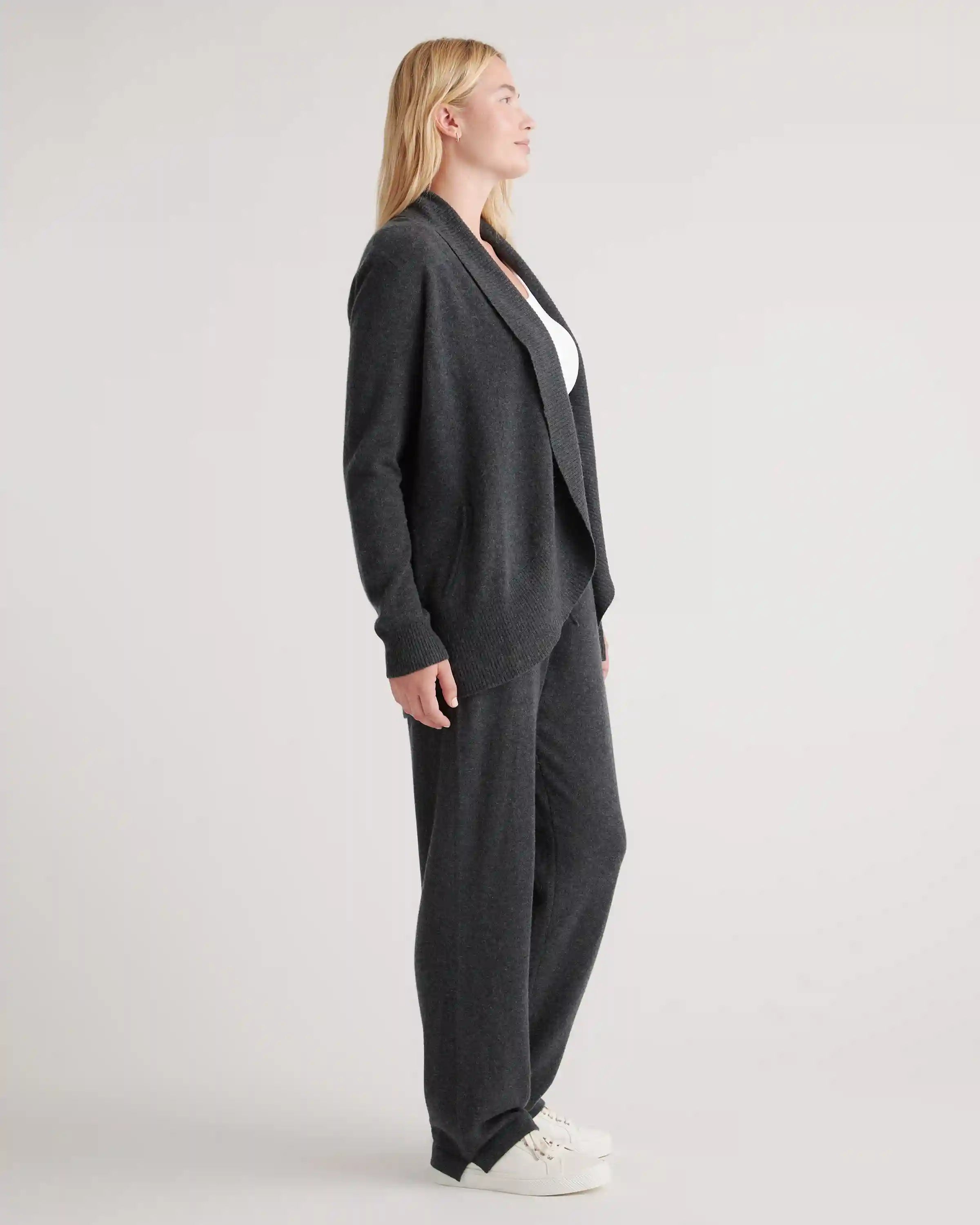 Mongolian Spring Cashmere Open Cardigan Sweater