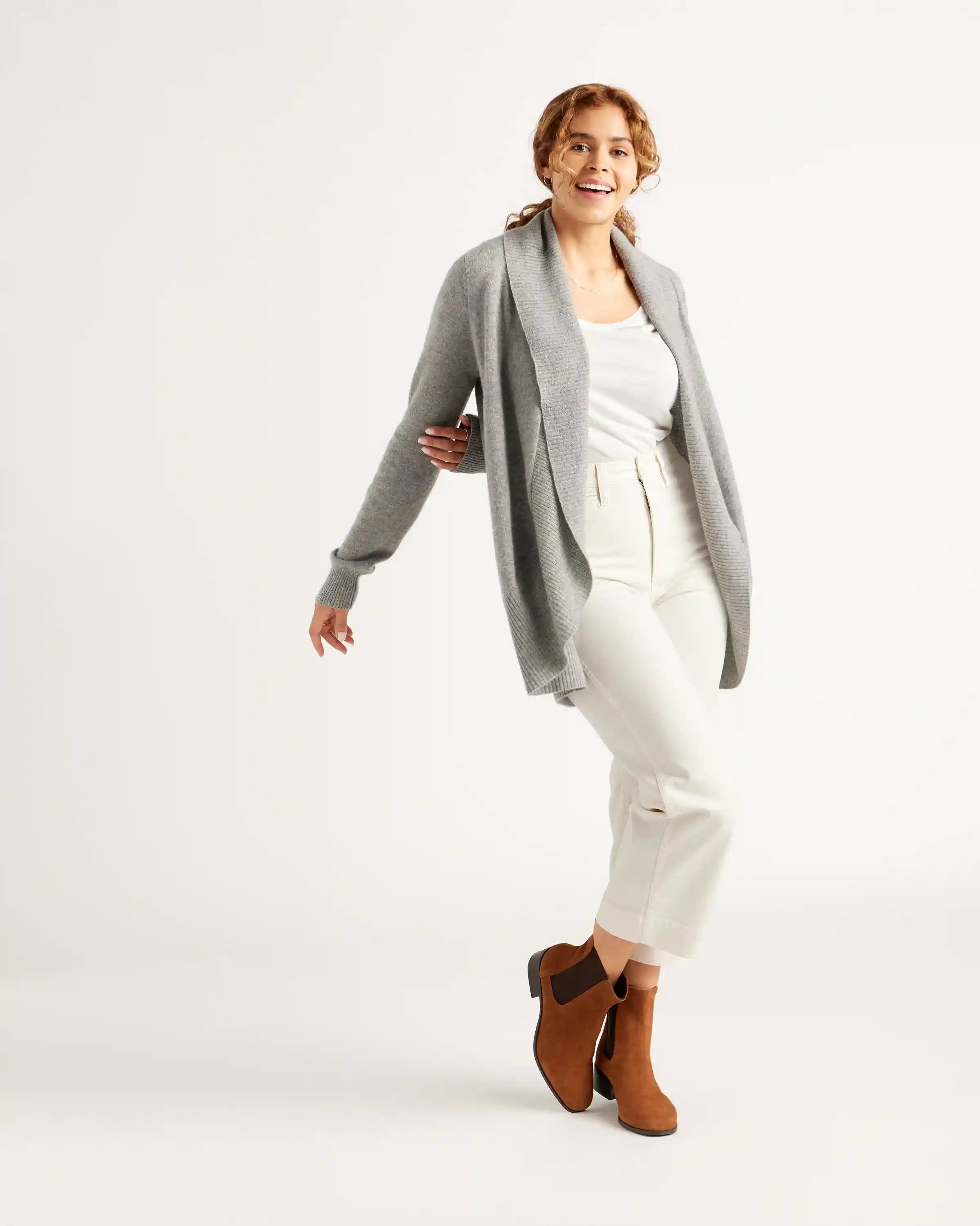 Mongolian Spring Cashmere Open Cardigan Sweater