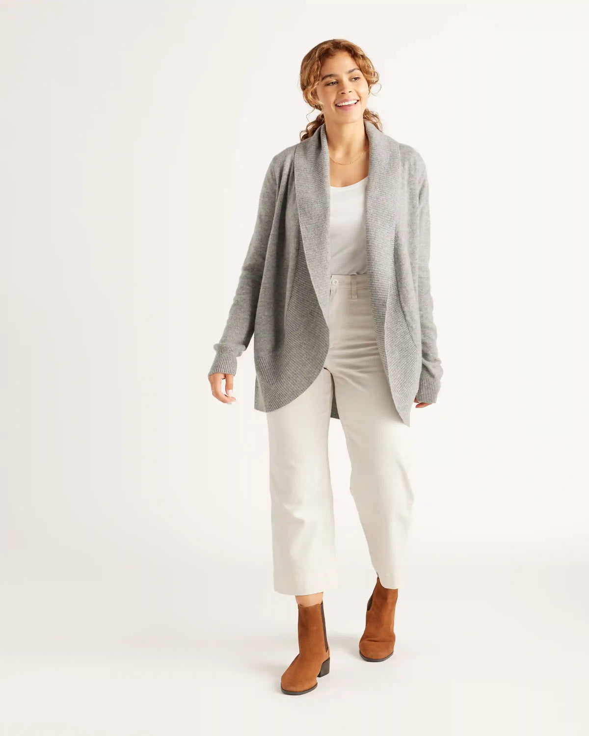 Mongolian Spring Cashmere Open Cardigan Sweater