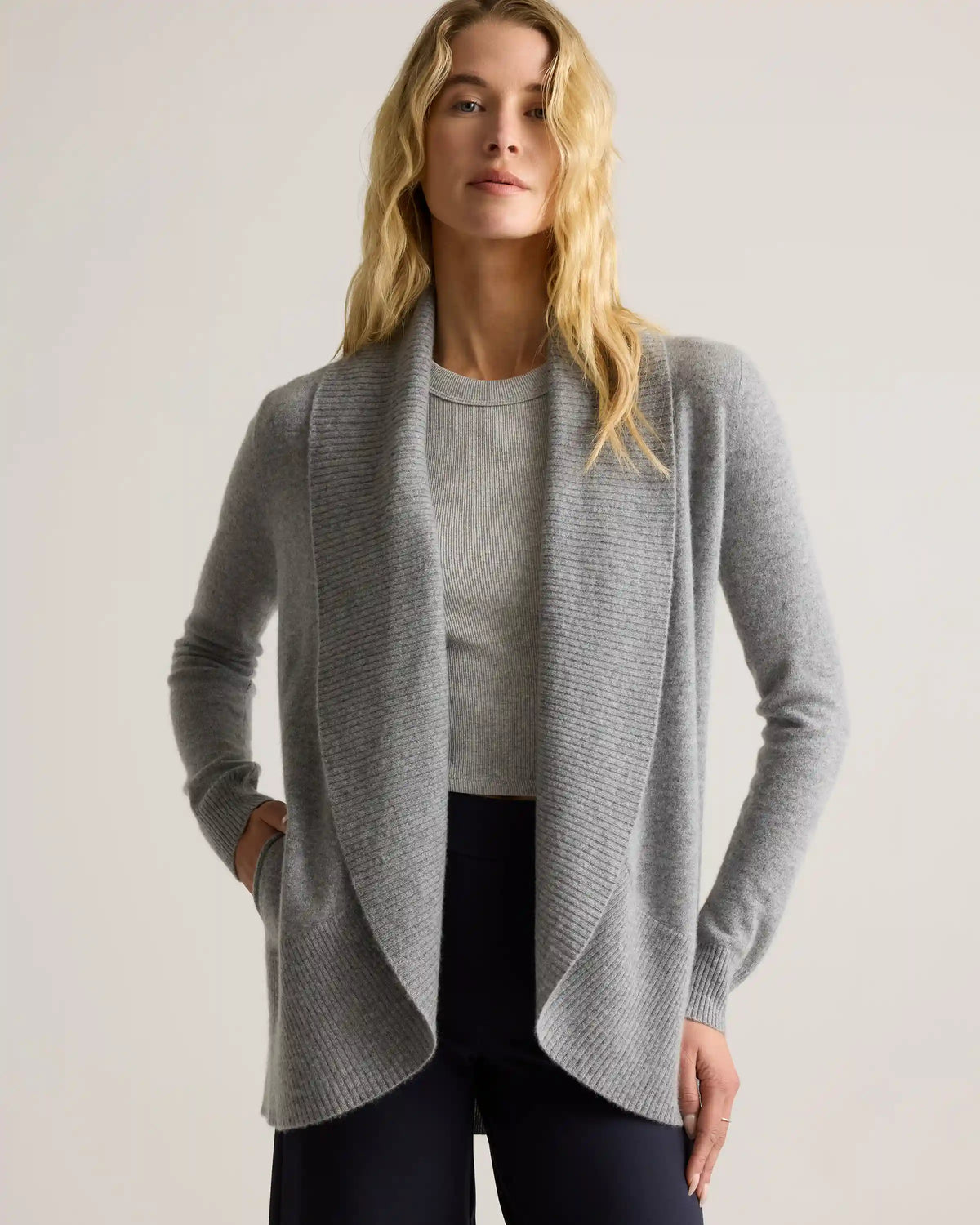 Mongolian Cashmere Open Cardigan Sweater