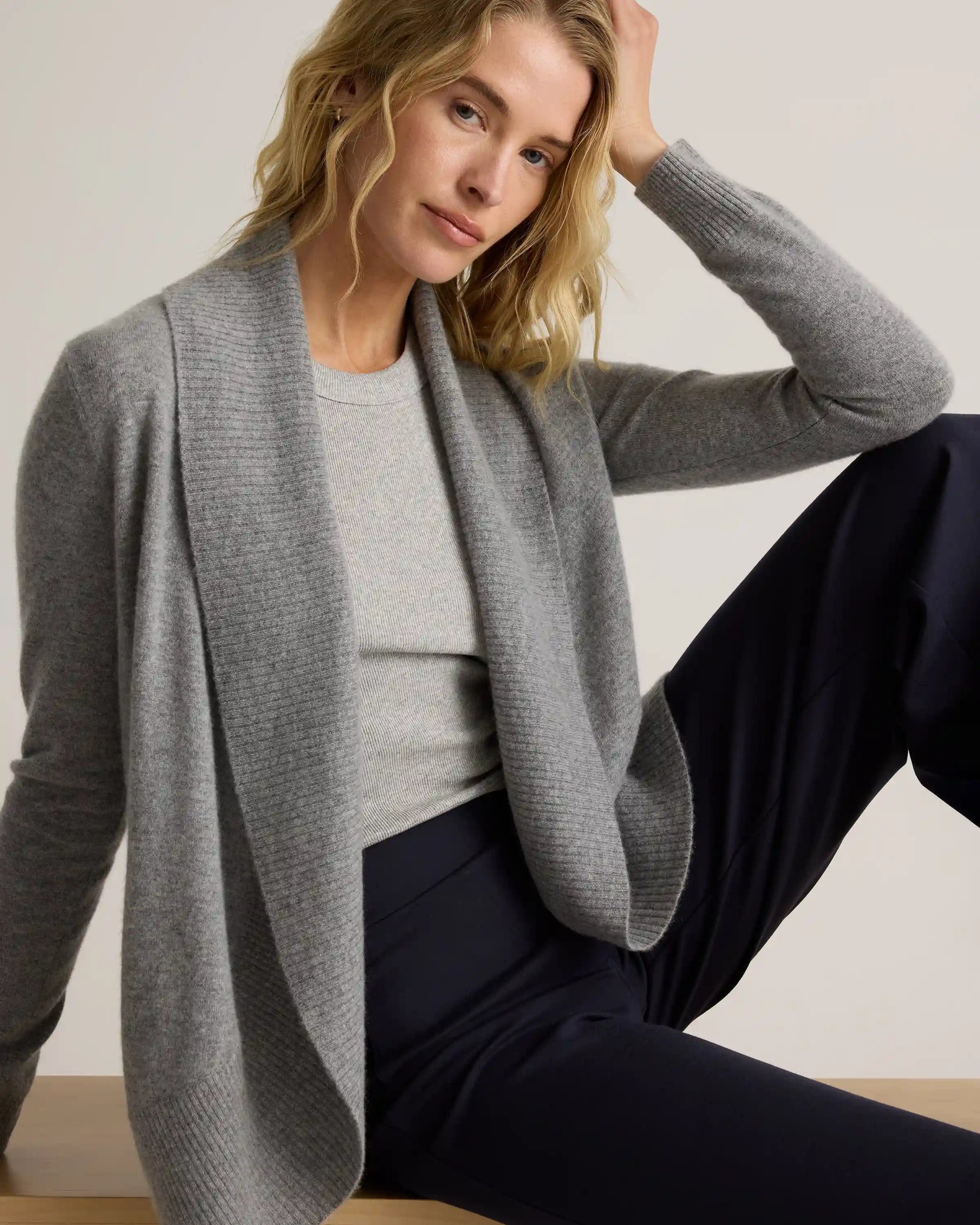 Mongolian Cashmere Open Cardigan Sweater