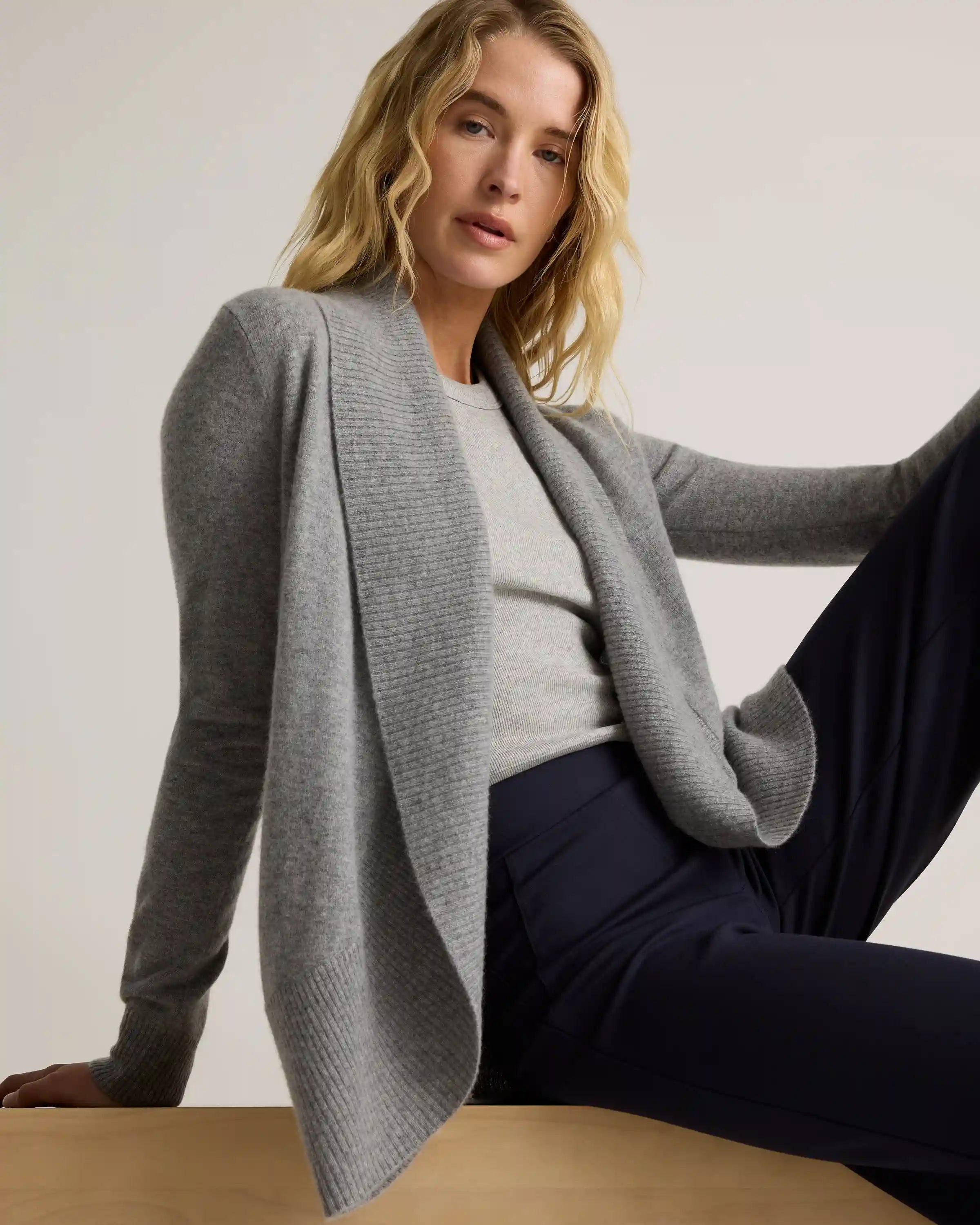 Mongolian Cashmere Open Cardigan Sweater