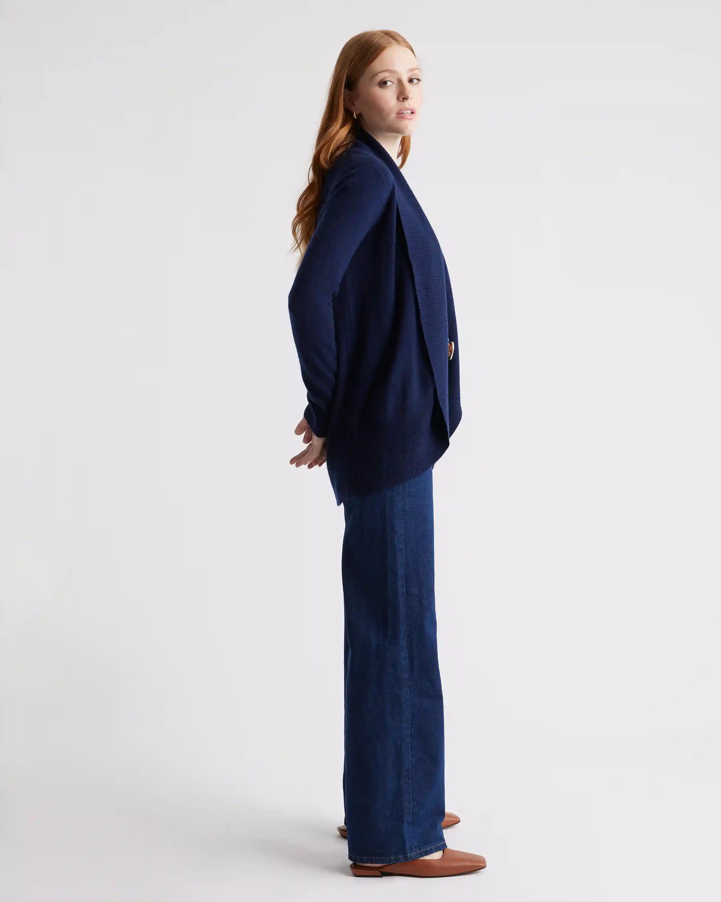Mongolian Spring Cashmere Open Cardigan Sweater