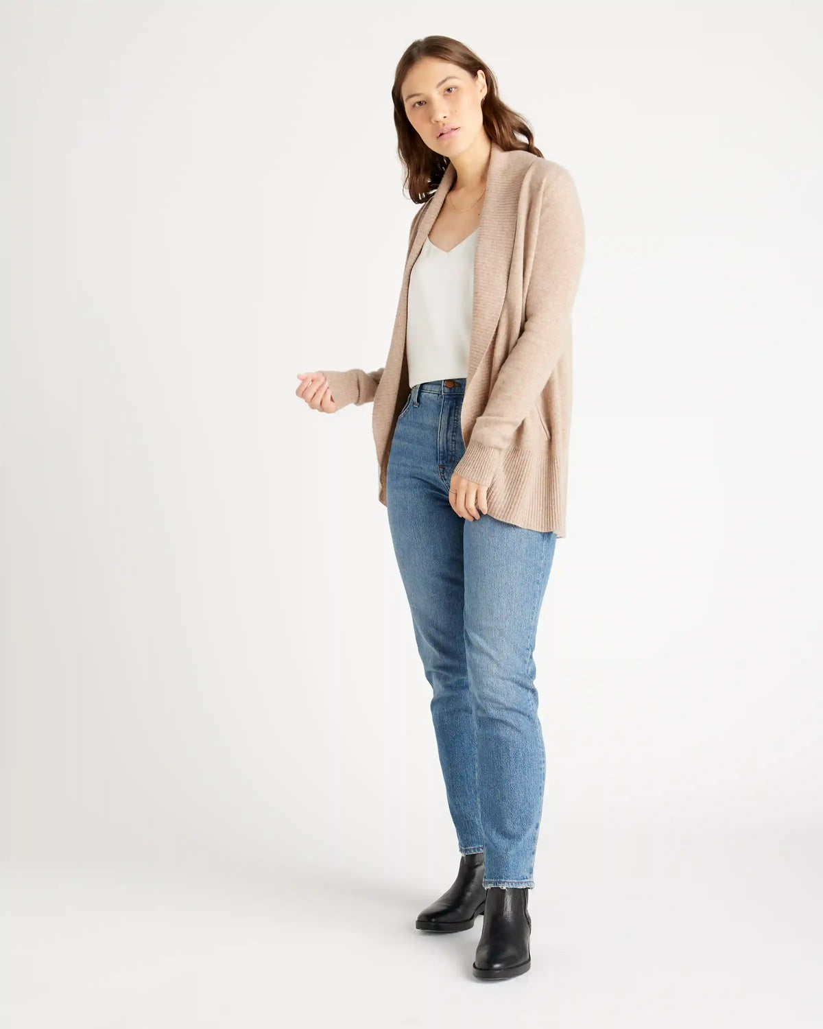 Mongolian Cashmere Open Cardigan Sweater