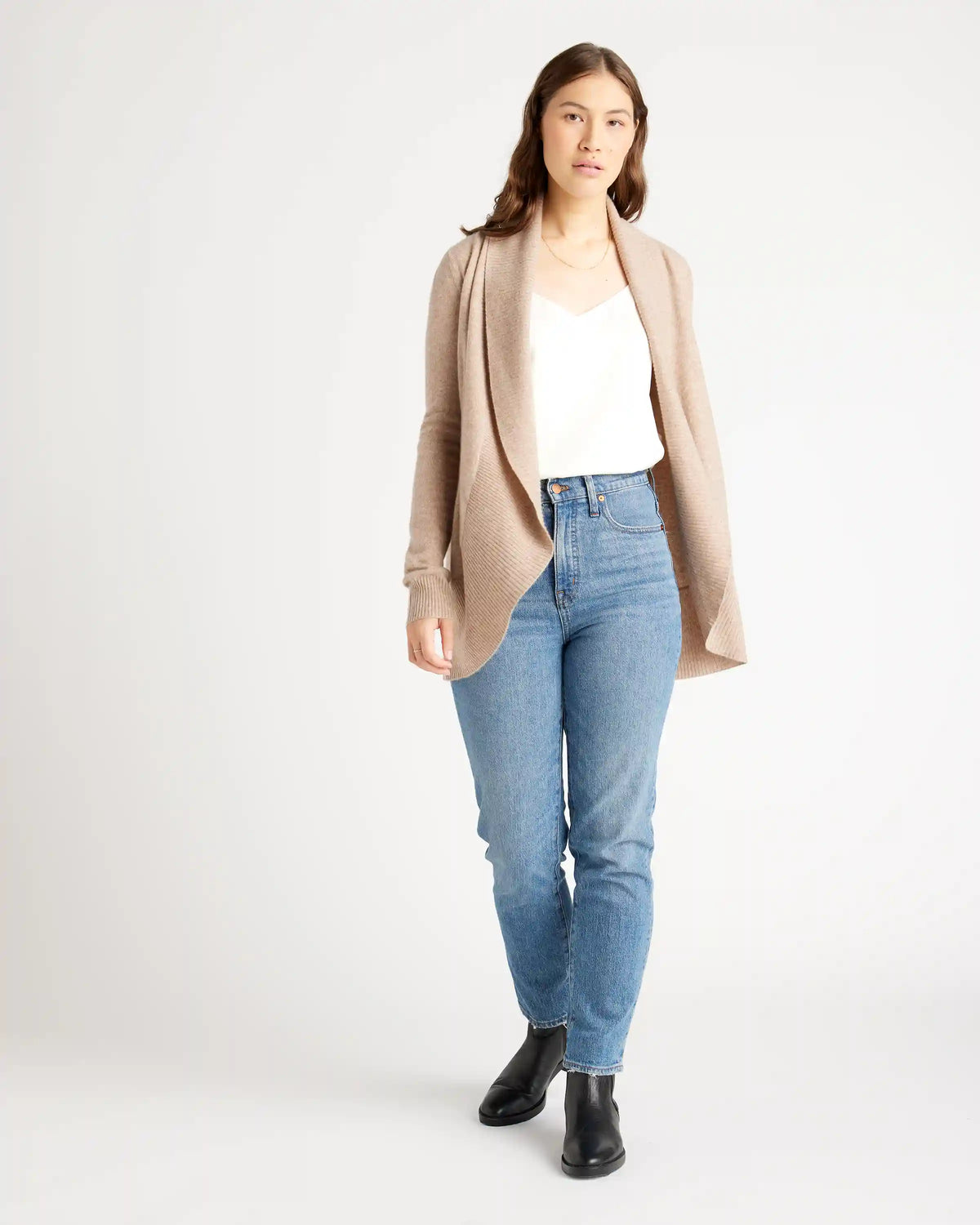 Mongolian Spring Cashmere Open Cardigan Sweater