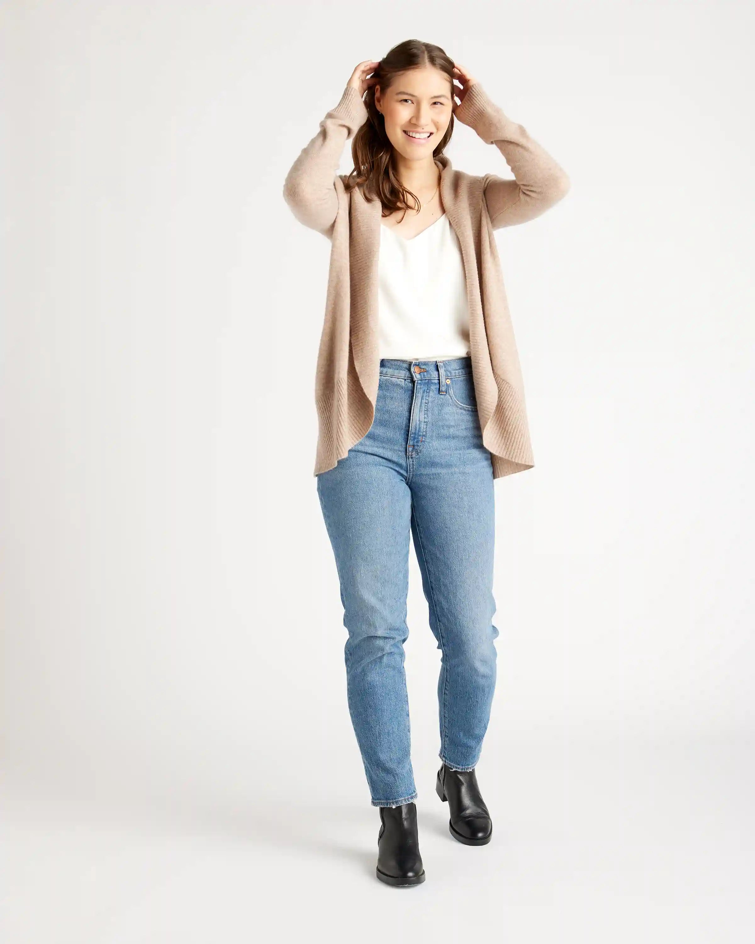 Mongolian Spring Cashmere Open Cardigan Sweater