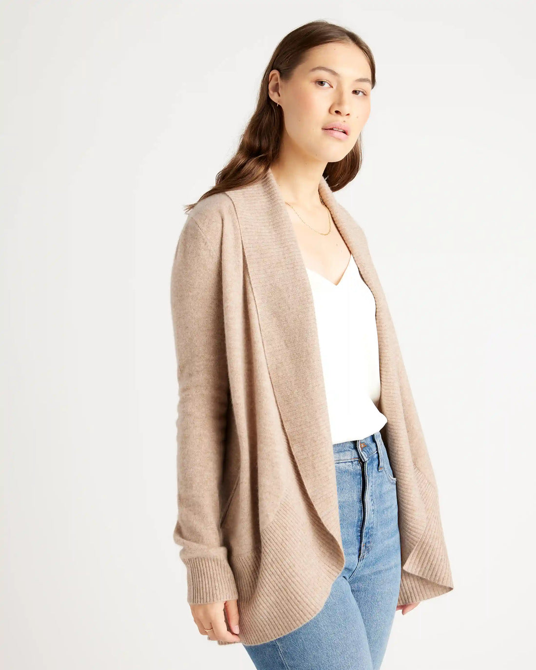 Mongolian Spring Cashmere Open Cardigan Sweater