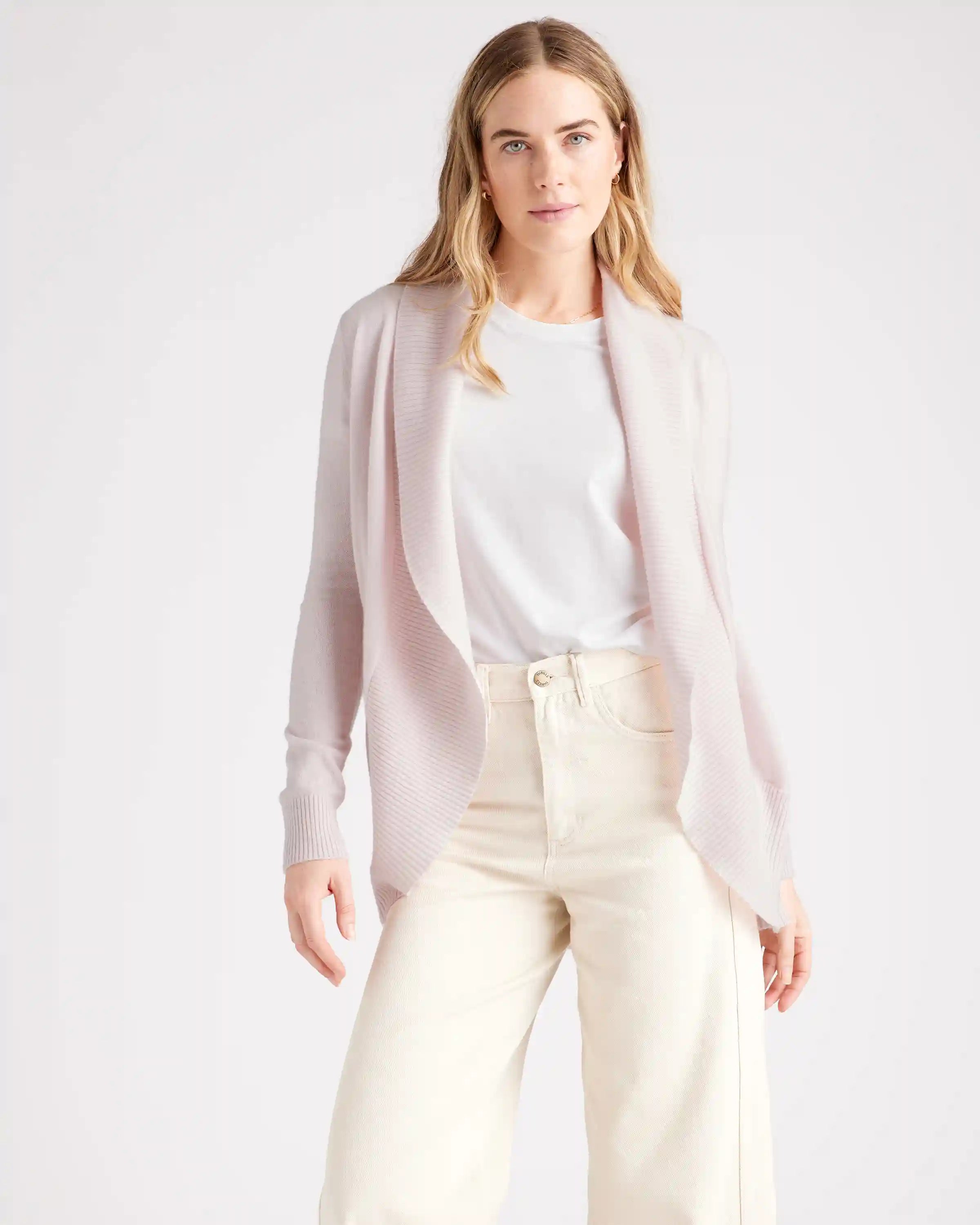 Mongolian Spring Cashmere Open Cardigan Sweater
