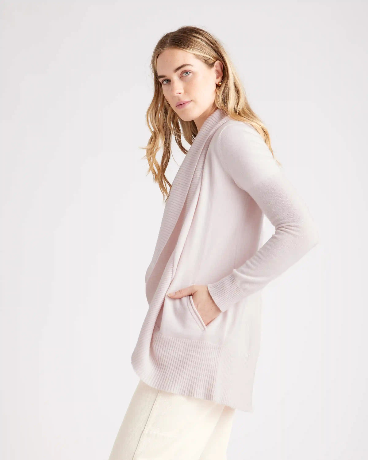 Mongolian Spring Cashmere Open Cardigan Sweater