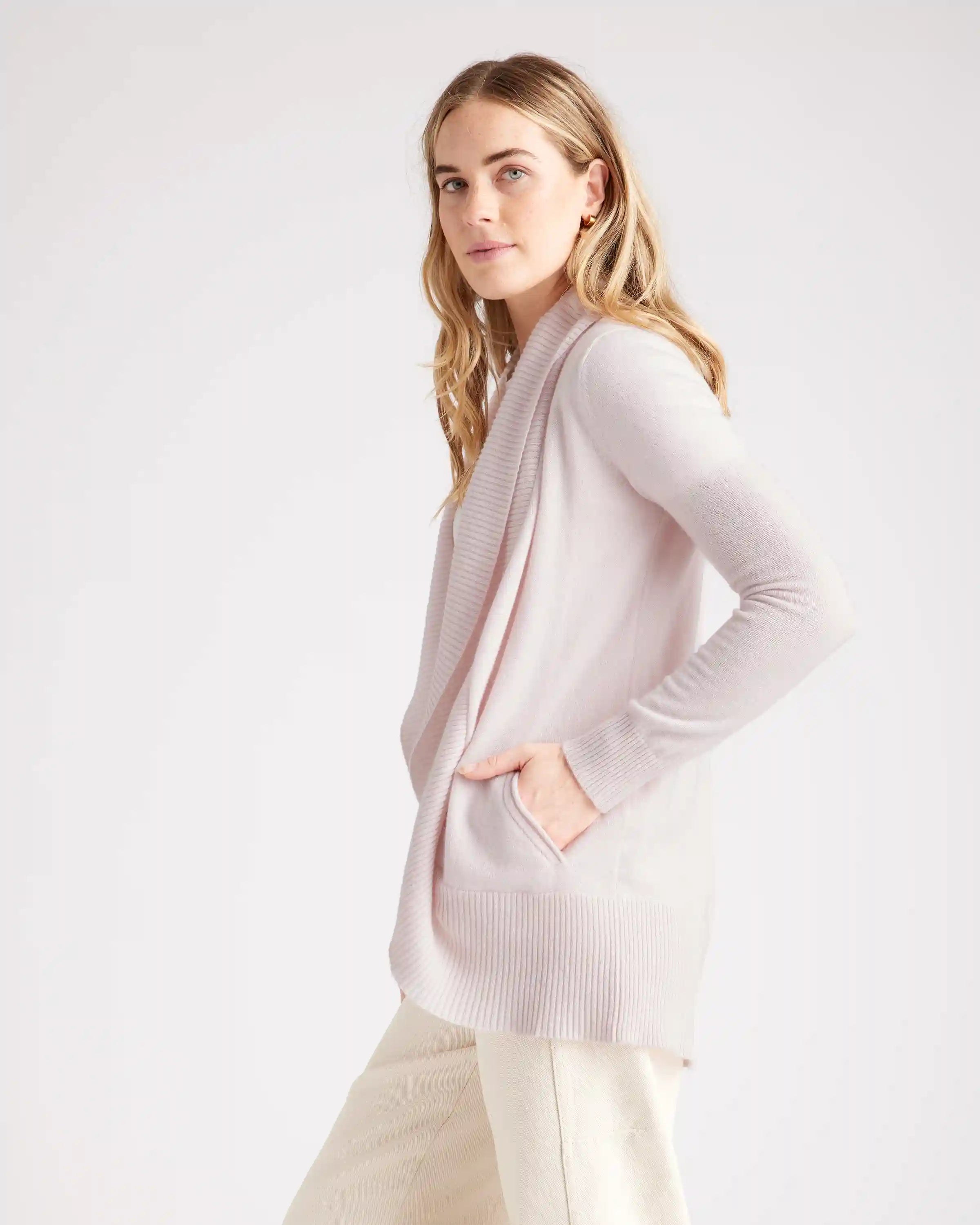 Mongolian Cashmere Open Cardigan Sweater