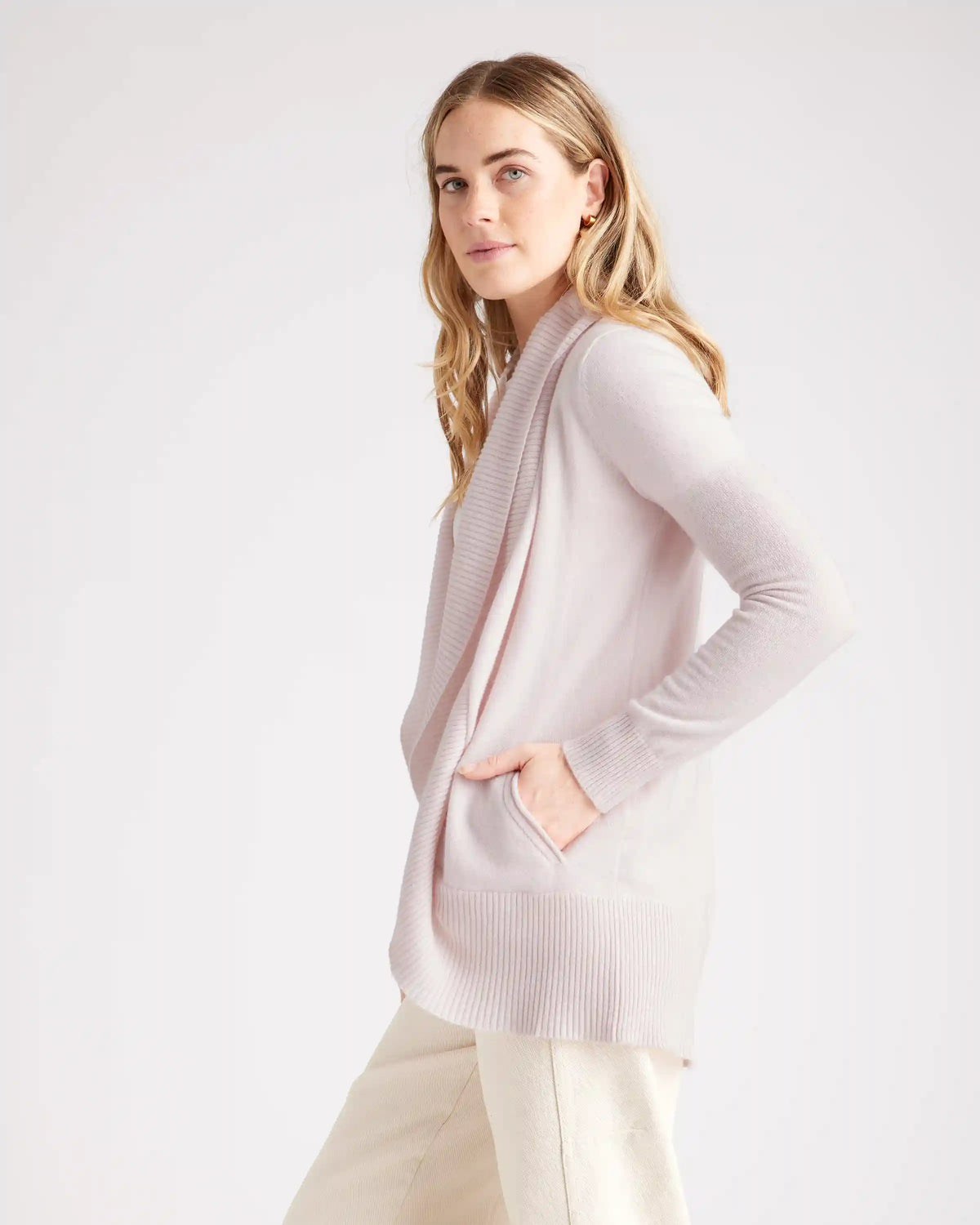 Mongolian Spring Cashmere Open Cardigan Sweater