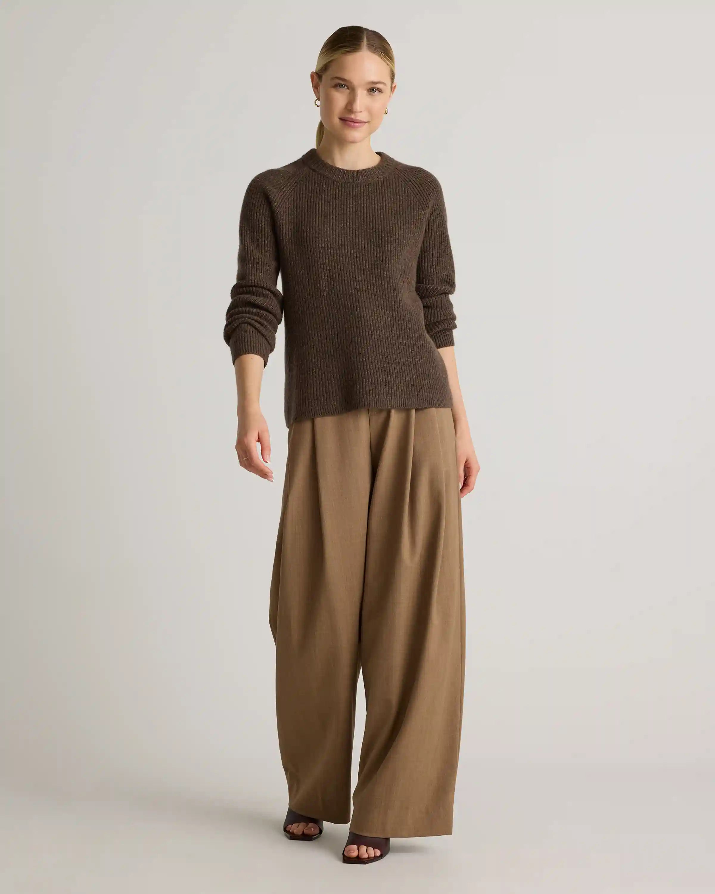 Mongolian Cashmere Fisherman Crewneck Sweater
