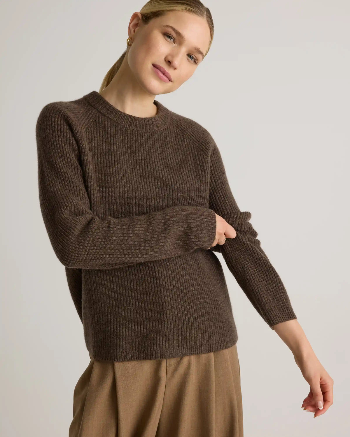 Mongolian Cashmere Fisherman Crewneck Sweater