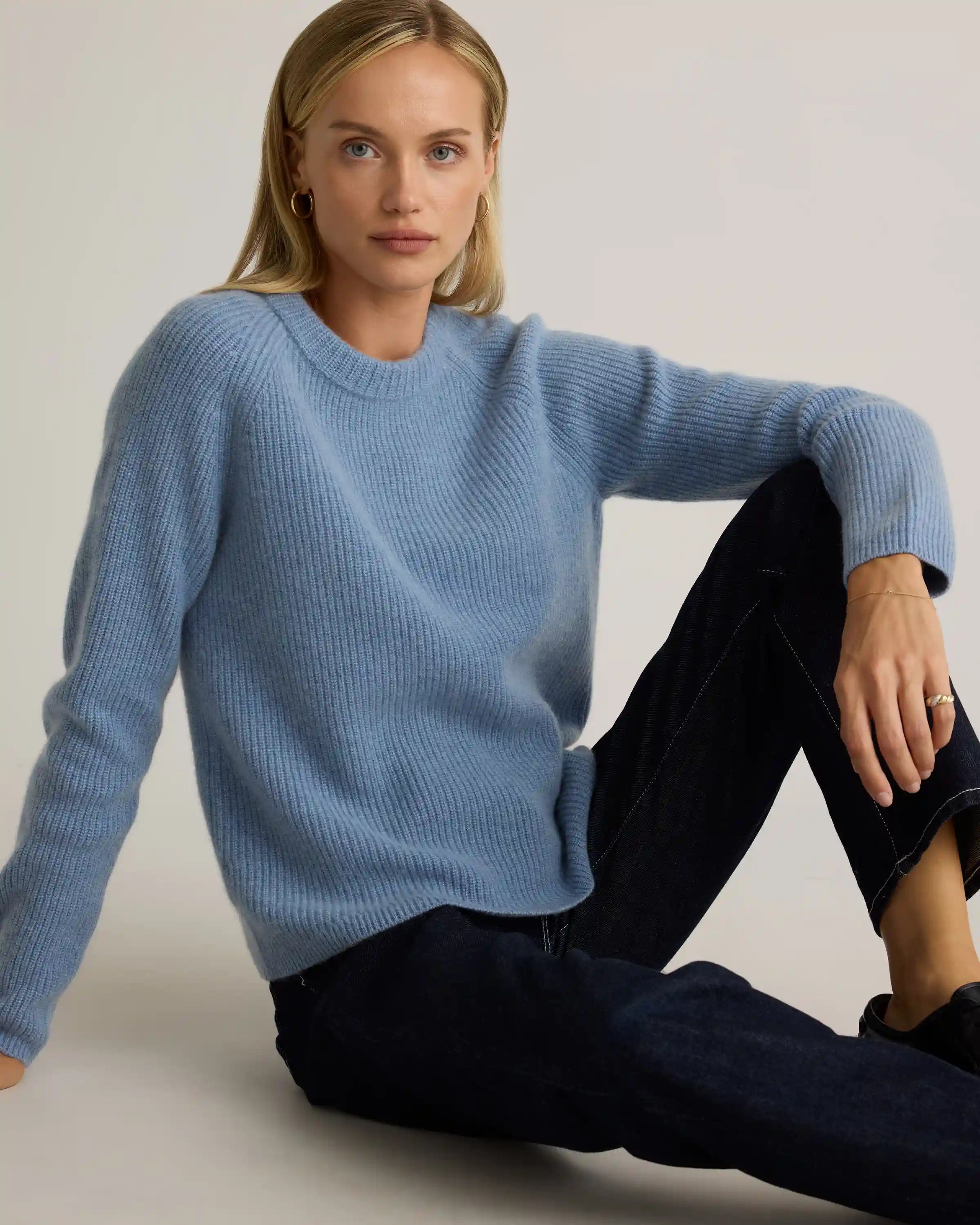 Mongolian Cashmere Fisherman Crewneck Sweater
