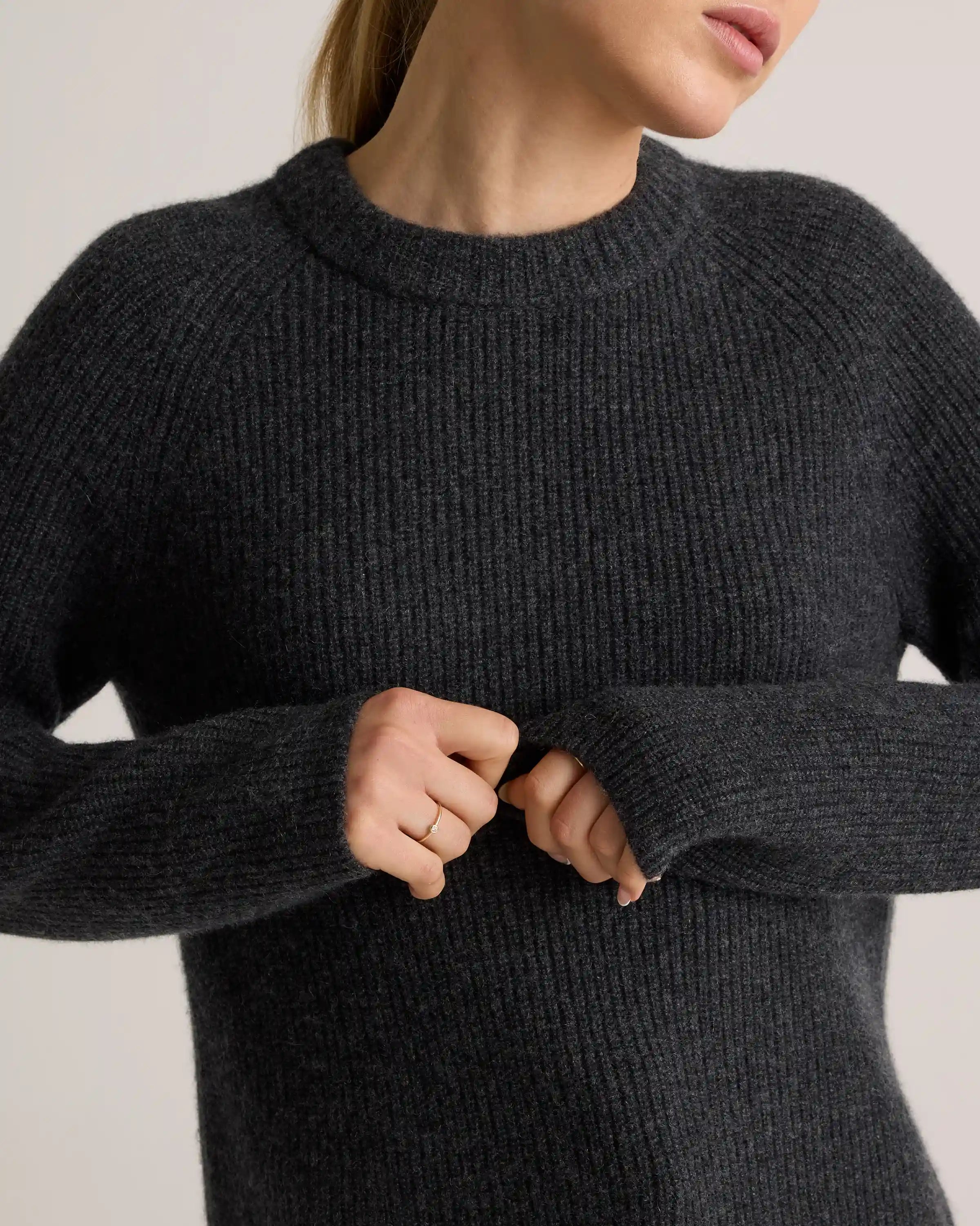 Mongolian Cashmere Fisherman Crewneck Sweater