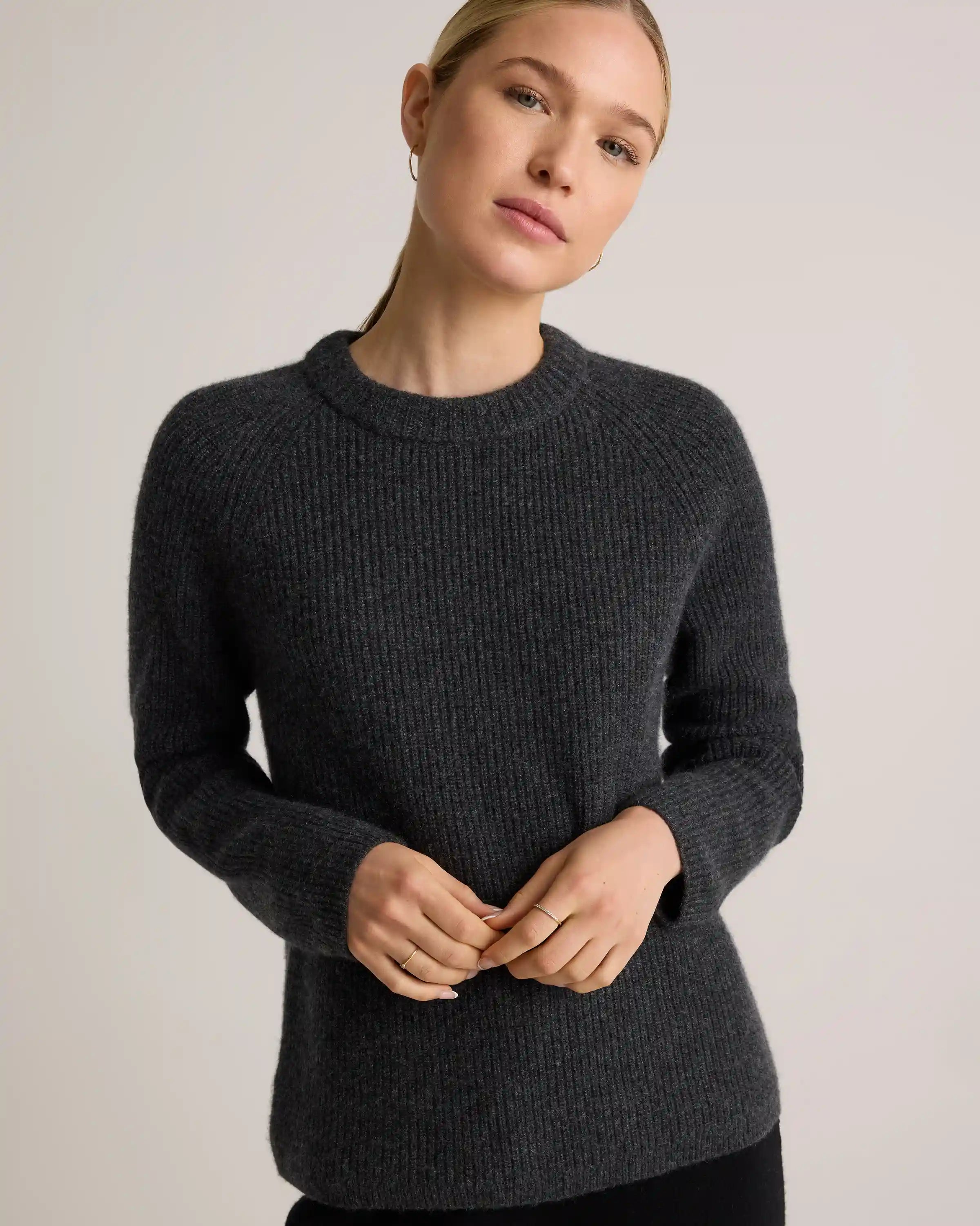 Mongolian Cashmere Fisherman Crewneck Sweater