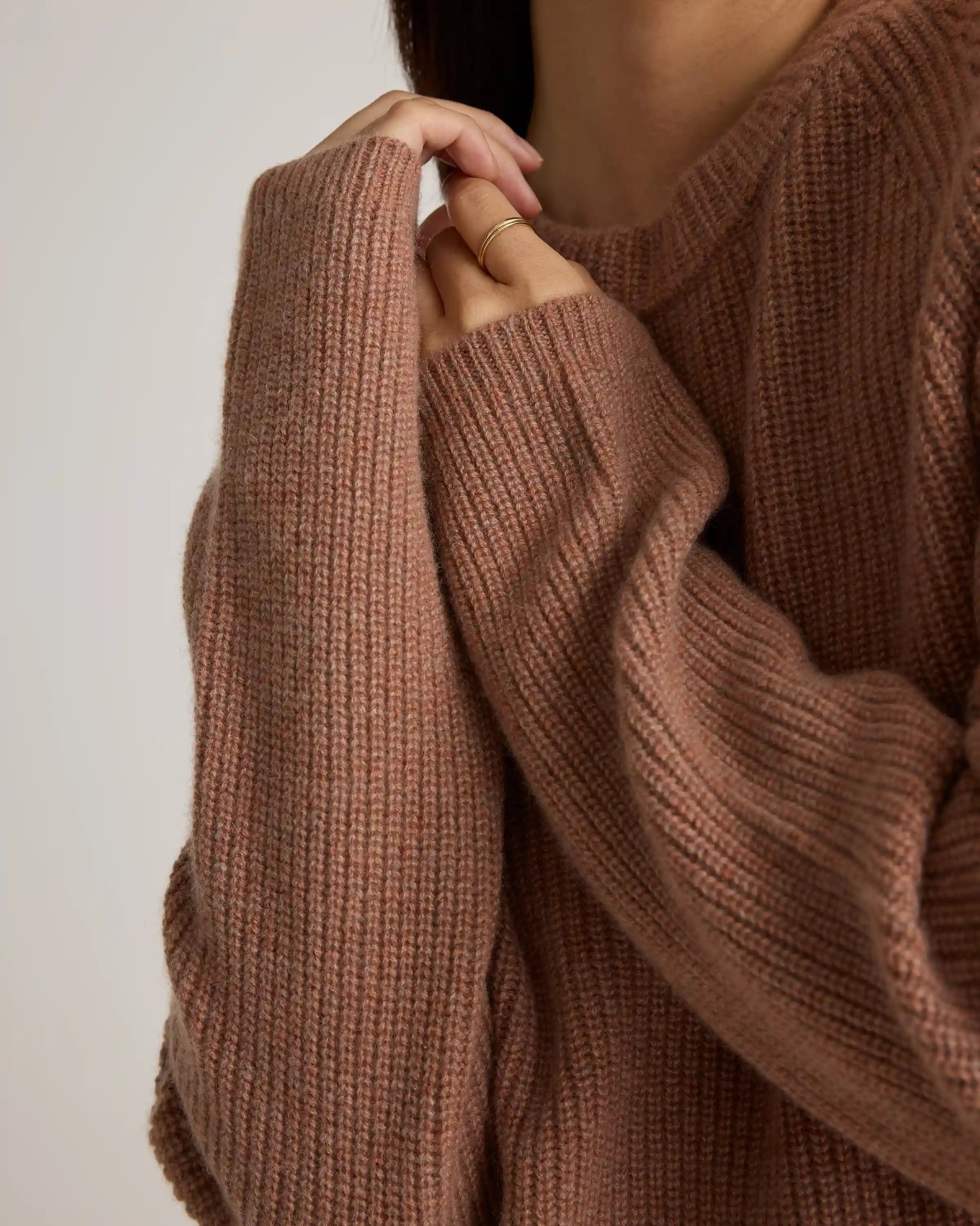 Mongolian Cashmere Fisherman Crewneck Sweater