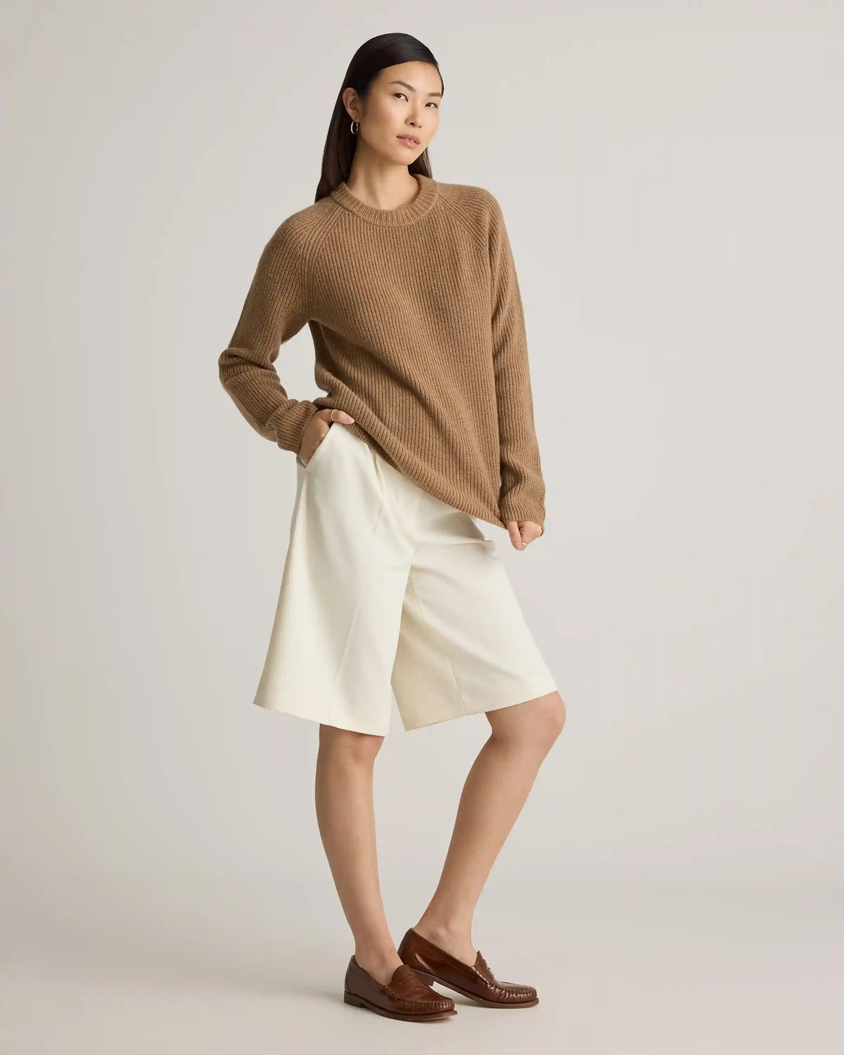 Mongolian Cashmere Fisherman Crewneck Sweater